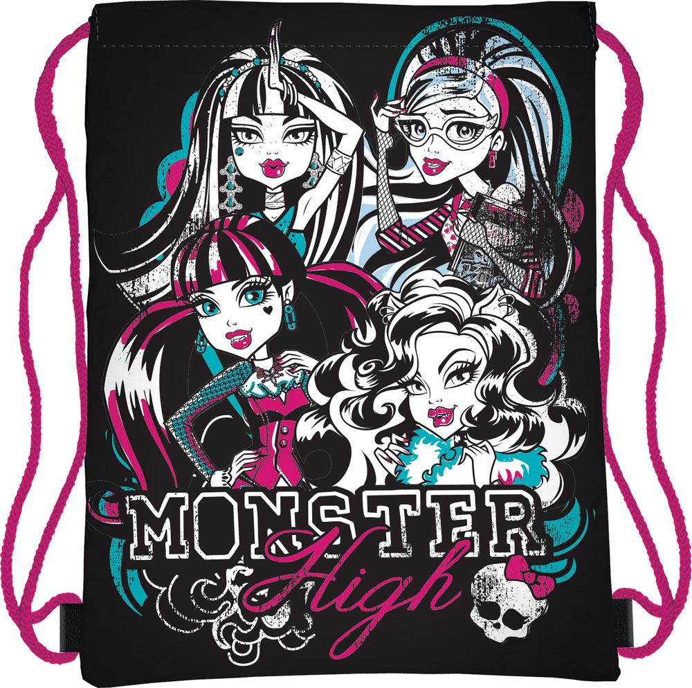 Сумка для сменной обуви Monster High, цвет: черный, розовыйГризли Сумка для сменной обуви Monster High, цвет: черный, розовыйГризлиСумка для сменной обуви Monster High идеально подойдет как для хранения, так и для переноски сменной обуви и одежды. Сумка выполнена из мягкого водоотталкивающего материала и дополнена одним вместительным отделением, затягивающимся с помощью текстильного шнурочка. Шнурки фиксируются в нижней части сумки, благодаря чему ее можно носить за спиной как рюкзак. Оформлено изделие ярким принтом с изображением персонажей мультфильма Monster High.