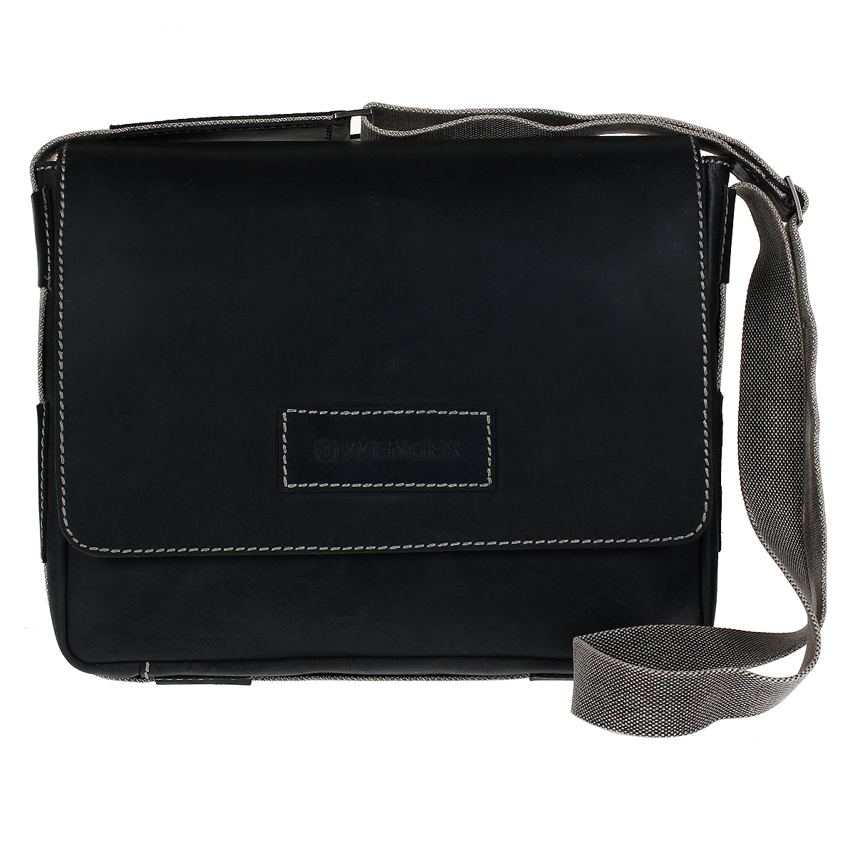 Сумка мужская Wenger Arizona, цвет: серый. W23-01Bl71069с-2 Сумка мужская Wenger Arizona, цвет: серый. W23-01Bl71069с-2Мужская сумка Wenger Arizona изготовлена из высококачественной воловьей натуральной кожи серого цвета. Кожа серии Arizona (коровья кожа) имеет потертый внешний вид, что делает ее уникальной и создает специфический эффект старины. Сумка по всей поверхности оформлена стежками светло-серого цвета. Сумка имеет одно основное отделение, которое закрывается клапаном на магнитную кнопку. Внутри содержится два накладных кармашка, два держателя для ручек, вшитый карман на молнии и 6 кармашков для пластиковых карт или визиток. Внутренняя поверхность отделана полиэстером черного цвета. Под клапаном содержится открытый карман для планшета. С задней стороны сумки расположено дополнительное отделение на застежке-молнии. Изделие оснащено плечевым ремнем регулируемой длины из плотного полиэстера. Ремень снабжен вставкой для удобной переноски на плече. Такую сумку можно взять с собой куда угодно, начиная от работы или учебы, заканчивая деловой встречей или походом с друзьями в кино. Она будет уместна везде. Стильная, вместительная, с достаточным количеством отделений - словом, все, что нужно для хорошей сумки. Кожаные сумки Wenger - модные, функциональные, стильные мужские аксессуары. Потрясающий стиль для мужчин с высокими требованиями. Характеристики: Материал: натуральная кожа (коровья кожа), полиэстер, металл. Цвет: серый. Размер сумки (ДхШхВ): 37 см х 10 см х 29 см. Длина плечевого ремня: 135 см.