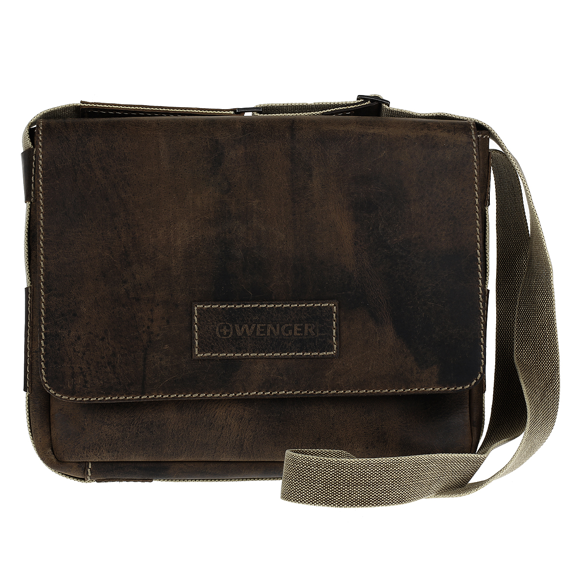 Сумка мужская Wenger Arizona, цвет: светло-коричневый. W23-01Br4106черные Сумка мужская Wenger Arizona, цвет: светло-коричневый. W23-01Br4106черныеМужская сумка Wenger Arizona изготовлена из высококачественной воловьей натуральной кожи светло-коричневого цвета. Кожа серии Arizona (коровья кожа) имеет потертый внешний вид, что делает ее уникальной и создает специфический эффект старины. Сумка по всей поверхности оформлена стежками бежевого цвета. Сумка имеет одно основное отделение, которое закрывается клапаном на магнитную кнопку. Внутри содержится два накладных кармашка, два держателя для ручек, вшитый карман на молнии и 6 кармашков для пластиковых карт или визиток. Внутренняя поверхность отделана полиэстером коричневого цвета. Под клапаном содержится открытый карман для планшета. С задней стороны сумки расположено дополнительное отделение на застежке-молнии. Изделие оснащено плечевым ремнем регулируемой длины из плотного полиэстера. Ремень снабжен вставкой для удобной переноски на плече. Такую сумку можно взять с собой куда угодно, начиная от работы или учебы, заканчивая деловой встречей или походом с друзьями в кино. Она будет уместна везде. Стильная, вместительная, с достаточным количеством отделений - словом, все, что нужно для хорошей сумки. Кожаные сумки Wenger - модные, функциональные, стильные мужские аксессуары. Потрясающий стиль для мужчин с высокими требованиями. Характеристики: Материал: натуральная кожа (коровья кожа), полиэстер, металл. Цвет: светло-коричневый. Размер сумки (ДхШхВ): 37 см х 10 см х 29 см. Длина плечевого ремня: 135 см.