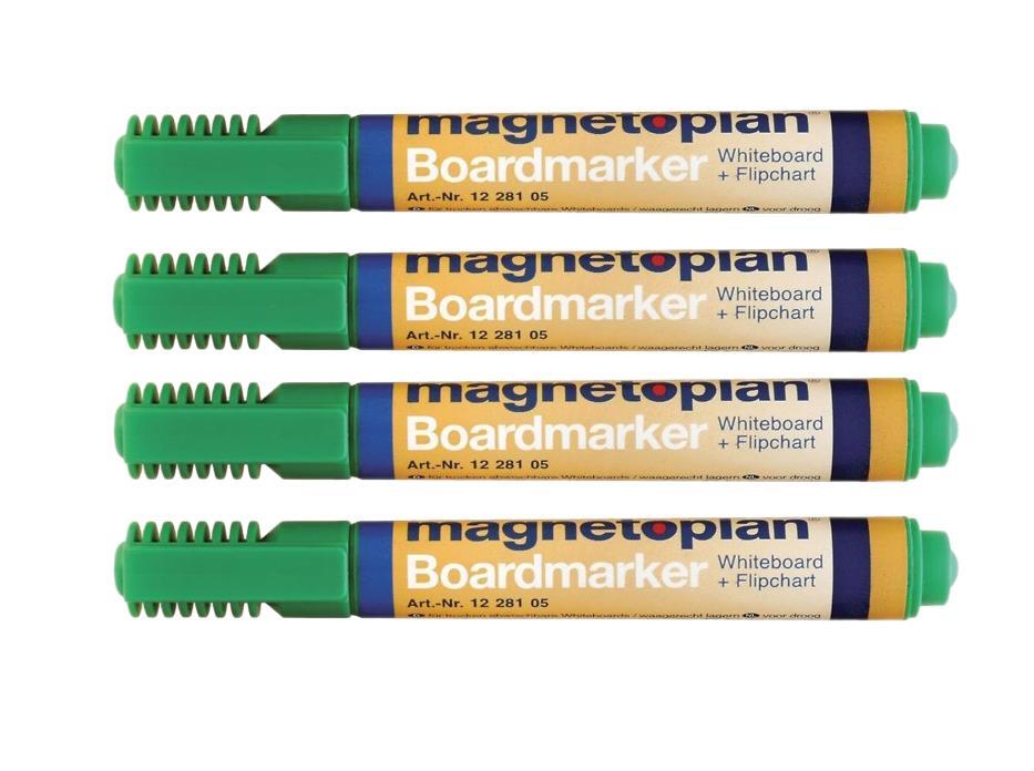 Набор маркеров Magnetoplan, цвет: зеленый, 4 шт. 12281050775B001 Набор маркеров Magnetoplan, цвет: зеленый, 4 шт. 12281050775B001Набор маркеров Magnetoplan станет вашим незаменимым помощником при проведении презентаций. Набор зеленых маркеров Magnetoplan предназначен для письма и рисования как на бумаге для флипчарта, так и на белой доске с лаковым покрытием в школе или офисе. Набор включает в себя четыре маркера зеленого цвета. Корпус маркеров выполнен из пластика. Влагоустойчивые чернила на спиртовой основе быстро сохнут и не размазываются. Круглый наконечник дает аккуратную четкую линию. C набором маркеров Magnetoplan ваши презентации всегда будут безупречны.