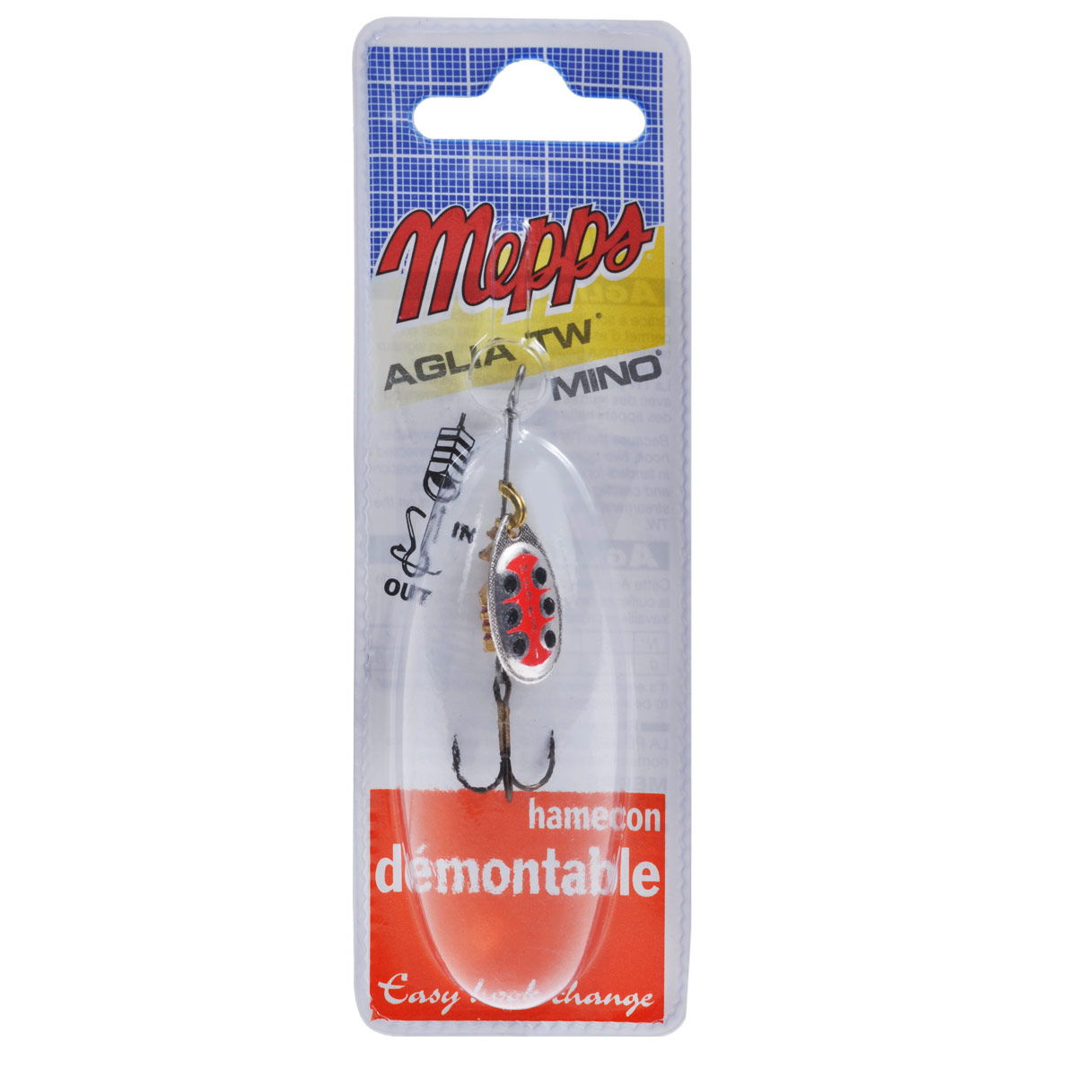 Блесна Mepps Aglia TW AG, вращающаяся, №110959 Блесна Mepps Aglia TW AG, вращающаяся, №110959Вращающаяся блесна Mepps Aglia TW AG отличается от базовой модели двухцветной рефлекторной окраской лепестка и возможностью быстрой замены тройника. Грузик сердечника у Aglia TW имеет внутреннюю резьбу с очень крупным шагом. Проволочная ось завершается колечком для крючка, сопряженным с пружинной шпилькой. Находясь в теле груза, пружинная шпилька упирается в уступ крупной резьбы. В данном случае шестигранный грузик служит винтовым замочком. Освобождение шпильки осуществляется простым свинчиванием груза, а возвратная фиксация - вдавливанием шпильки в его тело. Это простой, но очень надежный узел крепления (не разрушается даже при значительных нагрузках). Эта приманка отличается также очень натуральной имитацией рыбок. AGLIA TW - настоящий клад для любителей экспериментов на водоемах. Рыболов получает возможность быстро укомплектовать вращалку пластиковой рыбкой, виброхвостом, твистером или просто тройником с мухой подходящего цвета.