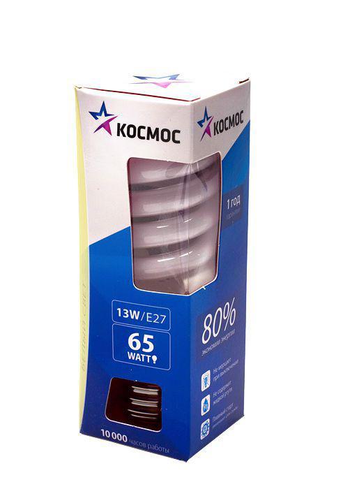 Лампа энергосберегающая Космос, свет: теплый. Модель Т2 SPC 13W E2727C0042418 Лампа энергосберегающая Космос, свет: теплый. Модель Т2 SPC 13W E2727C0042418Энергосберегающая лампа Космос теплого света способствует расслаблению, ее лучше использовать в спальнях, местах для отдыха. Сфера применения энергосберегающей лампы Космос та же, что и у лампы накаливания, но данная лампа имеет ряд преимуществ: температура колбы ниже, чем у ламп накаливания, что позволяет использовать энергосберегающие лампы в тканевых абажурах без риска их выцветания и возникновения пожара; полностью заменяет галогенные и обычные лампы накаливания. Колба лампы имеет защитное покрытие, препятствующее ультрафиолетовому излучению. Не содержат паров ртути: технология амальгамной дозировки обеспечивает более стабильный поток не только в течение всего срока службы лампы, но также при изменении температуры окружающей среды и рабочего положения лампы. Применение РТС-термистра с положительным коэффициентом температуры, осуществляющего плавный старт лампы, позволяет производить до 500000 включений-выключений лампы, что увеличивает срок службы лампы. Применение ЕМС-системы подавления электромагнитных помех позволяет использовать лампу в электросетях с чувствительными электронными приборами. Лампа соответствует требованиям ROHS (директива, ограничивающая содержание вредных веществ). Данная директива ограничивает использование в производстве шести опасных веществ: свинец, ртуть, кадмий, шестивалентный хром, полибромированные бифенолы, полибромированный дифенол-эфир. Энергосберегающие лампы очень популярны благодаря своей высокой экономичности, большому сроку службы и низкому потреблению электроэнергии. Энергосберегающая лампа Космом обладает большой мощностью, которая позволяют освещать большие площади или помещения с большой высоты потолка. Характеристики:Модель:Т2 SPC 13W E2727. Материал:стекло, металл, пластик. Диаметр колбы (по верхнему краю): 3,5 см. Общая длина:10,5 см. Тип цоколя:E27. Мощность:13 Вт. Соответствующая мощность лампы накаливания:65 Вт. Свет:теплый. Цветовая температура:2700К. Световой поток:650 Lm. Средний срок службы:8000 часов. Напряжение:220-240 В. Размер упаковки: 11,5 см х 3,5 см х 3,5 см. Производитель: Россия. Изготовитель: Китай.Российская марка Космос была создана в 2000 году, чтобы обеспечить вас качественными и доступными электротоварами. Продукция под маркой Космос производится на лучших заводах шести стран мира: России, Украины, Белоруссии, Китая, Кореи и Японии. Перед тем как попасть на магазинные полки, лампы проходят многоуровневый контроль качества, осуществляемый независимой международной лабораторией. Лампы Космос соответствуют международным стандартам качества ISO 9001 и, наряду с российским сертификатом соответствия РосТест, имеют европейский сертификат RoHS, СЕ.Срок службы ламп Космос 10 000 часов, что в 10 раз больше обычной лампы накаливания!