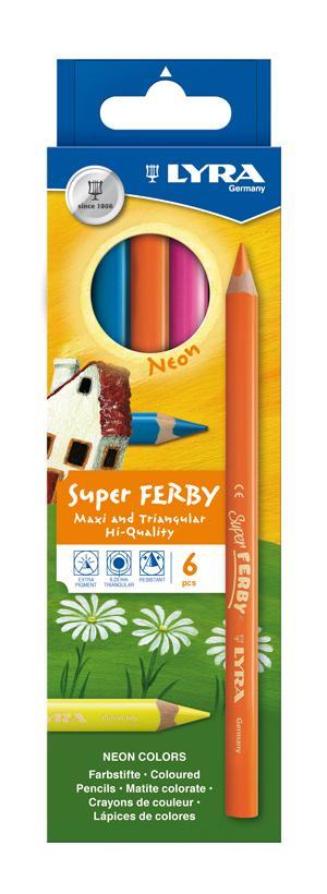 Цветные карандаши Lyra Super Ferby Neon, 6 цветов72523WD Цветные карандаши Lyra Super Ferby Neon, 6 цветов72523WDЦветные карандаши Lyra Super Ferby Neon непременно понравятся вашему юному художнику. Набор включает в себя 6 ярких насыщенных неоновых цветных карандаша. Имеют эргономичную округло-треугольную форму, которая подходит для раннего развития ребенка. Карандаши изготовлены из натурального сертифицированного дерева, экологически чистые. Имеют ударопрочный неломающийся высокопигментный грифель, не требующий сильного нажатия. Легко затачиваются. Порадуйте своего ребенка таким восхитительным подарком! В комплекте: 6 карандашей.