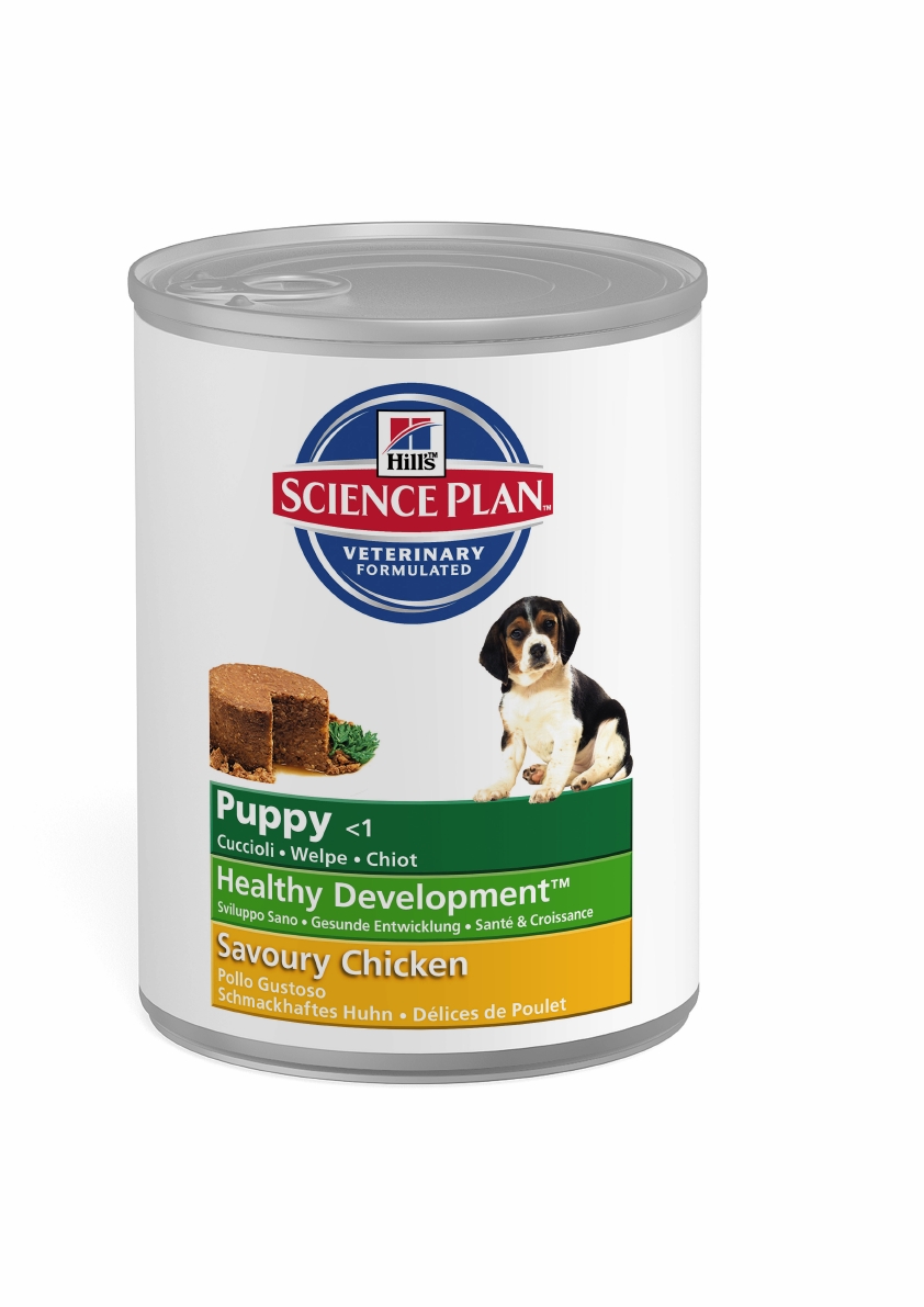 Консервы для щенков Hills Healthy Development, с курицей, 370 г0120710 Консервы для щенков Hills Healthy Development, с курицей, 370 г0120710Консервы для щенков Hills Puppy - это полноценный, сбалансированный корм для растущих щенков с момента отъема от матери до 12 месяцев, а также для беременных и кормящих сук. Состав: курица (мин 30%), перловая крупа, кукуруза, мука из соевых бобов, печень, дикальция фосфат, йодированная соль, кальция карбонат, калия хлорид.Средний анализ: белок 8,4%, жир 7,1%, клетчатка 0,4%, зола 2,2%, влага 69,9%.Добавки на кг: Е671 (Витамин D3) 400 МЕ, Е1 (железо) 13,6 мг, Е2 (йод) 0,4 мг, Е4 (медь) 1,7 мг, Е5 (марганец) 3 мг, Е6 (цинк) 43,3 мг, Е8 (селен) 0,07 мг.Вес: 370 г.Товар сертифицирован.
