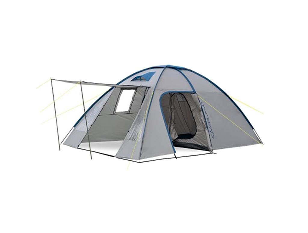Палатка Campland Coyote 4 Grey-BlueCoyote 4_желтый, серый Палатка Campland Coyote 4 Grey-BlueCoyote 4_желтый, серыйПалатка двухслойная четырехместная Campland Coyote. Высокая палатка с очень большим тамбуром.Внутри палатки можно встать в полный рости в тамбуре, и в комнате. Внешний тент водонепроницаем.Москитные сетки расположены на входных дверях во внутренней палатке. Особенности:Панорамные окна с двух сторон;Чехол с утягивающими стропами;Проклеенные швы;Термосклейка швов дна;Оттяжки по углам тента;Двуслойные двери.В спальном месте окон нет. Характеристики: Размер палатки в разложенном виде (ДхШхВ): 430 см х 250 см х 195 см. Наружный тент:72D 190Т полиэстер . Внутренняя палатка: 170T дышащий полиэстер. Дно: армированный полиэтилен 120 г/м2 . Каркас:дуги из фибергласса диаметром 9,5 мм и 11 мм и стальные стойки 16 мм. Вес:8800 г. Размер в сложенном виде: 66 см х 19 см х 21 см.