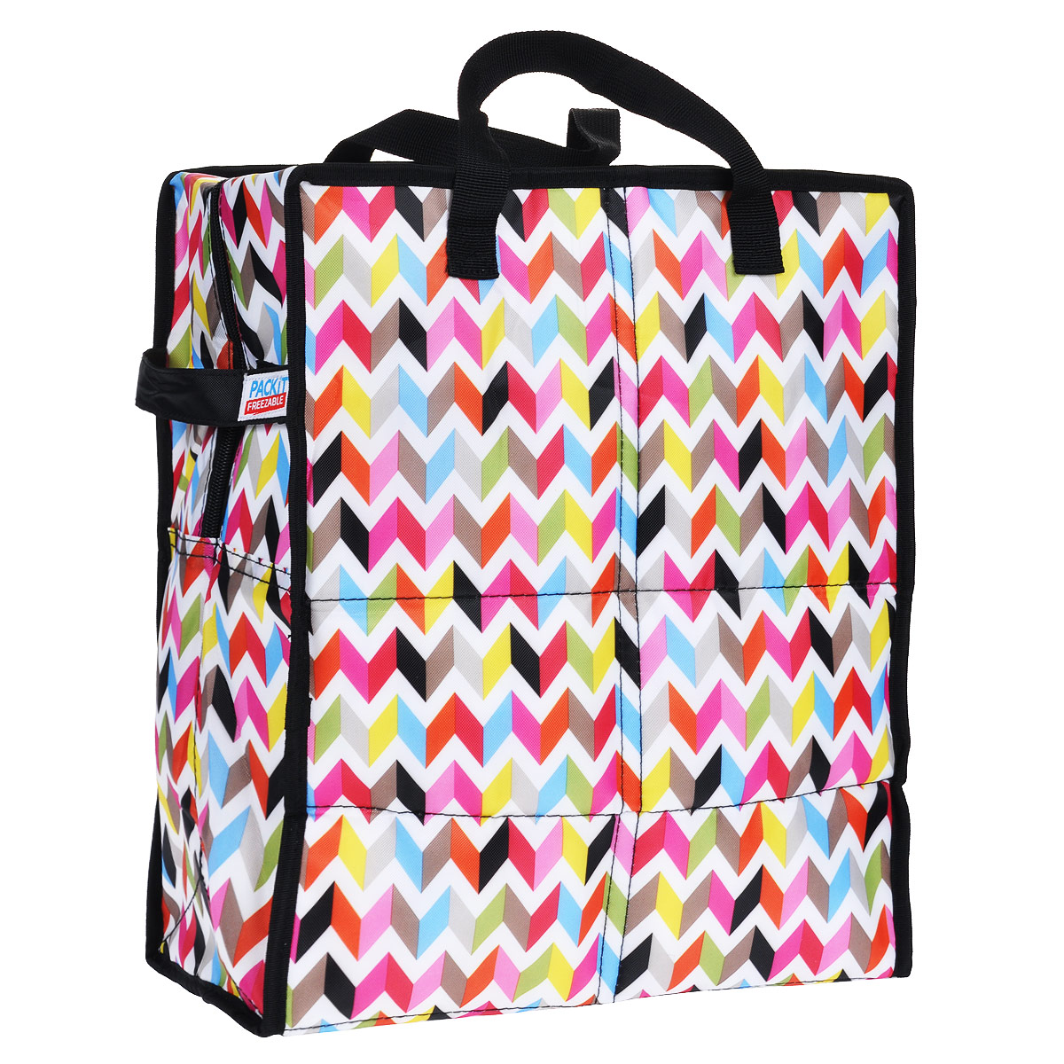 Сумка хозяйственная PACKIT Shop Cooler, изотермическая, рисунок: цветной зигзаг. PKT-SH-ZIG787502 Сумка хозяйственная PACKIT Shop Cooler, изотермическая, рисунок: цветной зигзаг. PKT-SH-ZIG787502Хозяйственная сумка PACKIT Shop Cooler выполнена их 100% полиэстера (PVC- & BPA free). Обладает изотермическими свойствами. Внутрь сумки вшит специальный охлаждающий гель, который способен сохранить холод до 6 часов (в зависимости от внешней температуры). Поэтому в такой сумке можно переносить мясо, молочные продукты, фрукты, замороженные овощи; даже в жаркую погоду продукты останутся свежими. Внутри не содержится перегородок, продукты охлаждаются со всех сторон. Изделие водонепроницаемое, предотвращает попадание конденсата внутрь. Сумка закрывается на молнию, имеет две короткие ручки для переноски. Удобно складывается с помощью липучки; в сложенном виде занимает минимум места. Чтобы сумка сохраняла изотермический эффект, необходимо сложить сумку и положить в холодильник на 12 часов.Только для ручной стирки. Не стирать в посудомоечной и стиральной машине.Размер (в разложенном виде): 32 х 19 х 37,5 см.Размер (в сложенном виде): 20 х 17 х 12 см.Возврат товара возможен только через сервисный центр.Гарантийный центр: м. ВДНХ, Ботанический сад129223, г. Москва, Проспект Мира, 119, ВВЦ, строение 323 +7 495 974 3494 service@omegatool.ruВремя работы сервисного центра:Пн-чт: 10.00-18.00 Пт: 10.00- 17.00 Сб, Вс: выходные дни