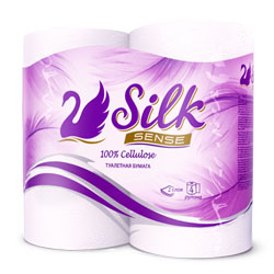 Туалетная бумага Silk Sense, двухслойная, цвет: белый, 4 рулона010-01199-23 Туалетная бумага Silk Sense, двухслойная, цвет: белый, 4 рулона010-01199-23Двухслойная туалетная бумага Silk Sense имеет рисунок с тиснением. Необыкновенно мягкая и шелковистая бумага изготовлена из экологически чистого, высококачественного сырья - 100% целлюлозы. Мягкая, нежная, но в тоже время прочная, бумага не расслаивается и отрывается строго по линии перфорации.