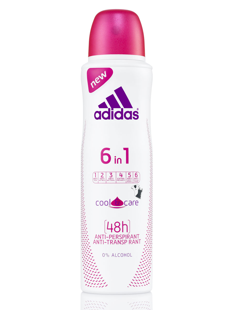 Adidas Дезодорант-антиперспирант 6в1 Cool&Care, спрей, женский, 150 млMP59.4D Adidas Дезодорант-антиперспирант 6в1 Cool&Care, спрей, женский, 150 млMP59.4DИдеальная комбинация свойств антиперспиранта и ухаживающих компонентов обеспечивает надежную защиту, благодаря 6 активным действиям: 1. Против запаха; 2. Против пота; 3. Антибактериальный; 4. Экстра-свежесть; 5. Против белых следов; 6. Против желтых пятен. Его уникальная формула разработана при участии спортсменов. Сохраняет ощущение свежести на весь день. Заботится о вашей коже. Не содержит спирт. Не нарушает pH баланс. Прошел дерматологическое тестирование. Товар сертифицирован.