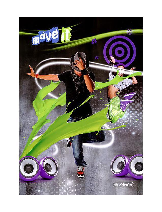 Блокнот Herlitz Move It Move it Green72523WD Блокнот Herlitz Move It Move it Green72523WDЗаписная книжка Move It: Green - незаменимый помощник в офисе, дома или в университете. Она сохранит любую информацию, будь то телефоны или адреса друзей, список покупок или важные мысли. Благодаря небольшому формату ее легко взять с собой.Интегральный переплет сохранит книжку в аккуратном состоянии на протяжении всего времени ее использования. Обложка из плотного ламинированного картона оформлена изображением двух танцоров и брызг краски зеленого цвета. Внутренний блок выполнен из белой офсетной бумаги в серую клетку. Широчайший ассортимент товаров под маркой Herlitz известен на российском рынке как символ немецкого качества. Нет такой офисной или школьной принадлежности, которая не нашла бы свое место среди товаров этой марки. Характеристики:Материал:бумага, картон. Размер записной книжки: 14,5 см х 21 см х 1 см. Формат: А5.