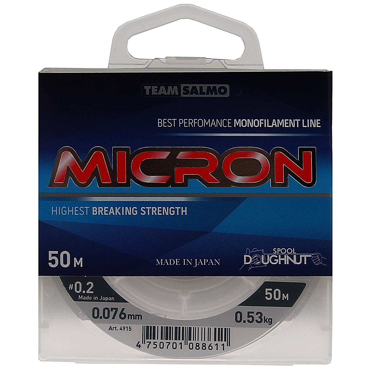 Леска монофильная Salmo Micron, сечение 0,076 мм, длина 50 м1232623 Леска монофильная Salmo Micron, сечение 0,076 мм, длина 50 м1232623В ассортименте лески нового поколения имеются минимальные диаметры, поэтому она прекрасно подходит для зимней рыбалки. Леска имеет специальное защитное покрытие, благодаря чему она имеет следующие достоинства: обладает повышенной износостойкостью, не взаимодействует с водой, долгое время не теряет своих механических свойств, сохраняет параметры на морозе и практически незаметна для рыбы. Леска производится в Японии с использованием самого высококачественного сырья и новейших технологий.Особенности лески:Высочайшая прочность.Высокая износостойкость.Идеально калиброванная, гладкая поверхность.Продолжительный срок эксплуатации.Отсутствие памяти.