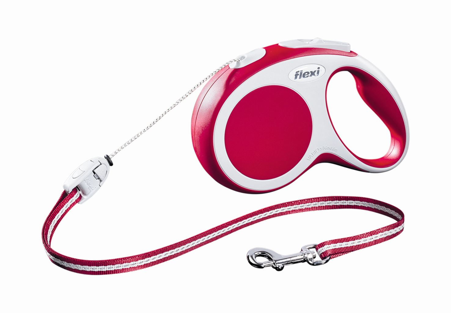 Поводок-рулетка Flexi Vario Long S для собак до 12 кг, цвет: красный, 8 м0120710 Поводок-рулетка Flexi Vario Long S для собак до 12 кг, цвет: красный, 8 м0120710Поводок-рулетка Flexi Vario Long S изготовлен из пластика и нейлона. Тросовый поводок обеспечивает каждой собаке свободу движения, что идет на пользу здоровью и радует вашего четвероногого друга. Рулетка очень проста в использовании, оснащена кнопками кратковременной и постоянной фиксации. Ее можно оснастить - мультибоксом для лакомств или пакетиков для сбора фекалий, LED подсветкой корпуса, своркой или ремнем с LED подсветкой. Поводок имеет прочный корпус, хромированную застежку и светоотражающие элементы.Длина поводка: 8 м. Максимальная нагрузка: 12 кг.Товар сертифицирован.