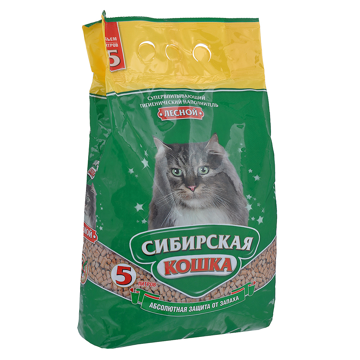 Наполнитель для кошачьих туалетов Сибирская Кошка Лесной, древесный, 5 лS07070100 Наполнитель для кошачьих туалетов Сибирская Кошка Лесной, древесный, 5 лS07070100Экологически чистый супервпитывающий наполнитель для кошачьих туалетовСибирская Кошка Лесной производится из древесины хвойных пород вотсутствии каких-либо присадок. Его действие базируется на естественных свойстваххвойных деревьев, поглощать влагу и запахи. Впитываемоcть составляет 260-320%, что в 3раза превосходит характеристики обычных наполнителей. Дезинфицирующиекачества наполнителя содействуют уничтожению болезнетворных микробов.Обладает природным естественным запахом хвои.Наполнитель возможно использовать также как подстилку в клетках для кроликов, морских свинок, крыс и хомяков.Состав: древесина хвойных пород.Объем: 5 л.Товар сертифицирован.