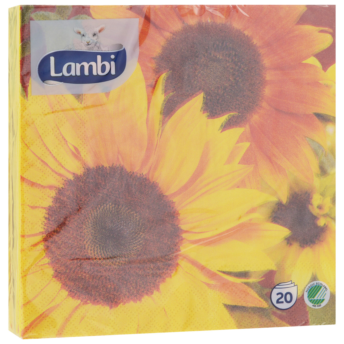 Салфетки Lambi Подсолнухи, трехслойные, 33 см х 33 см, 20 шт787502 Салфетки Lambi Подсолнухи, трехслойные, 33 см х 33 см, 20 шт787502Трехслойные бумажные салфетки Lambi Подсолнухи, изготовленные из экологически чистого, высококачественного сырья - 100% целлюлозы, станут отличным дополнением праздничного стола. Они отличаются необыкновенной мягкостью и прочностью. Яркий дизайн салфеток с цветочным принтом придется вам по душе и подарит положительные эмоции. Количество слоев: 3.Размер салфетки: 33 см х 33 см. Товар сертифицирован.