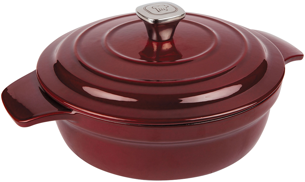Кастрюля Rondell Noble Red с крышкой, круглая, цвет: красный, 2,7 л94672 Кастрюля Rondell Noble Red с крышкой, круглая, цвет: красный, 2,7 л94672Кастрюля Rondell Noble Red изготовлена из высококачественного чугуна. Блюда приготовленные в чугунной посуде отличаются особым вкусом, они являются более здоровыми, так как благодаря отличному сохранению температуры вы можете не жарить а томить блюда с минимальным количеством масла (с использованием крышки). Высококачественная внутренняя и внешняя эмаль защищает вашу посуду от окисления, позволяет хранить пищу в посуде после приготовления и облегчает уход. Ручки с желобком, плавными скругленными углами и удобным наклоном обеспечивают удобство при использовании. Выпуклости на внутренней стороне крышки обеспечивают эффект орошения, сохранение натурального вкуса и питательной ценности блюд. Воплощайте свои фантазии вместе с кастрюлей Rondell. Такая кастрюля - это идеальный подарок для современных хозяек, которые следят за своим здоровьем и здоровьем своей семьи. Подходит для использования на всех видах плит включая индукционные. Не подходит для использования в СВЧ печах. Не использовать металлические аксессуары и щетки для мытья посуды. Нельзя мыть в посудомоечной машине.