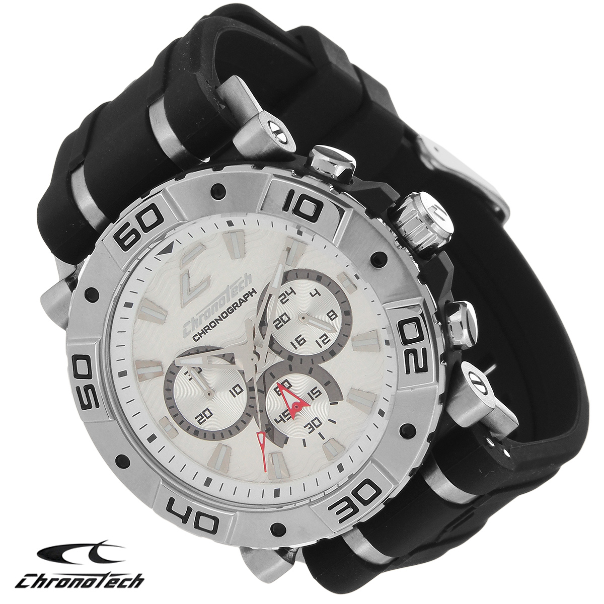 Часы мужские наручные Chronotech, цвет: черный. RW0034BM8241-01EE Часы мужские наручные Chronotech, цвет: черный. RW0034BM8241-01EEЧасы Chronotech - это часы для современных и стильных людей, которые стремятся выделиться из толпы и подчеркнуть свою индивидуальность. Корпус часов выполнен из нержавеющей стали. Циферблат оформлен отметками и защищен минеральным стеклом. Часы имеют три стрелки - часовую, минутную и секундную. Стрелки и отметки светятся в темноте. Ремешок часов выполнен из каучука и застегивается на классическую застежку. Часы выполнены в спортивном стиле.Часы упакованы в фирменную коробку с логотипом компании Chronotech. Такой аксессуар добавит вашему образу стиля и подчеркнет безупречный вкус своего владельца.Характеристики: Диаметр циферблата: 3,3 см.Размер корпуса: 4,5 см х 4 см х 1 см.Длина ремешка (с корпусом): 24,5 см.Ширина ремешка: 2,4 см.