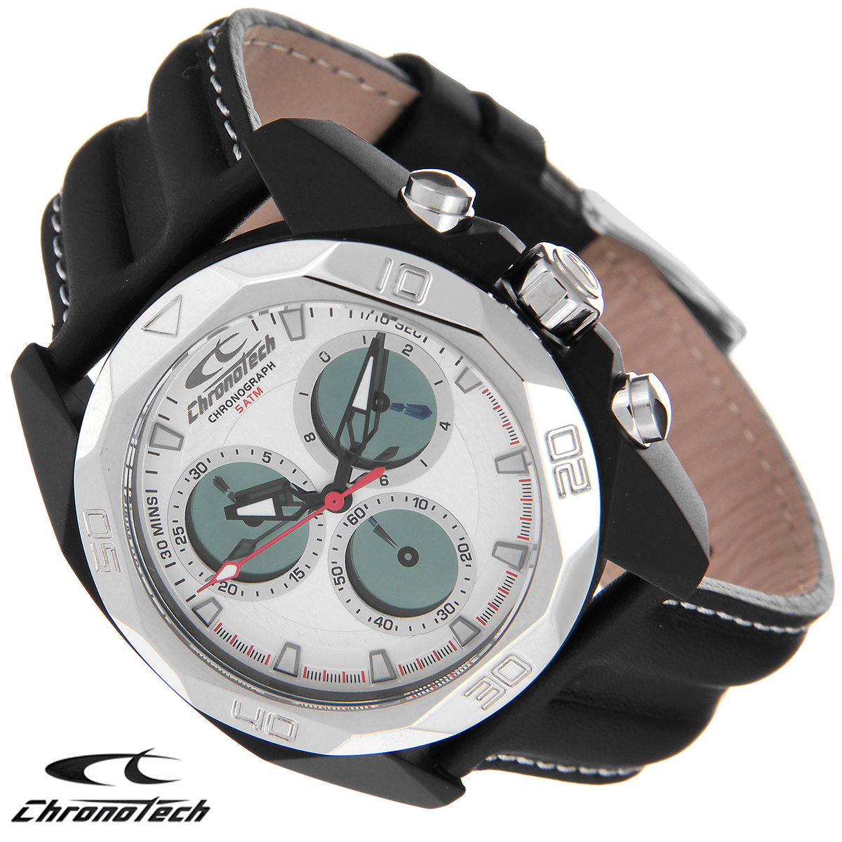 Часы мужские наручные Chronotech, цвет: черный. RW0062BM8434-58AE Часы мужские наручные Chronotech, цвет: черный. RW0062BM8434-58AEЧасы Chronotech - это часы для современных и стильных людей, которые стремятся выделиться из толпы и подчеркнуть свою индивидуальность. Корпус часов выполнен из нержавеющей стали с IP-покрытием. Циферблат оформлен отметками и защищен минеральным стеклом. Часы имеют три стрелки - часовую, минутную и секундную. Стрелки и отметки светятся в темноте. Часы оснащены функцией хронографа и имеют секундомер. Ремешок часов выполнен из натуральной кожи с контрастной отстрочкой и застегивается на классическую застежку. Часы упакованы в фирменную коробку с логотипом компании Chronotech. Такой аксессуар добавит вашему образу стиля и подчеркнет безупречный вкус своего владельца.Характеристики: Диаметр циферблата: 3,3 см.Размер корпуса: 4,3 см х 4,8 см х 1,2 см.Длина ремешка (с корпусом): 25 см.Ширина ремешка: 2,1 см.