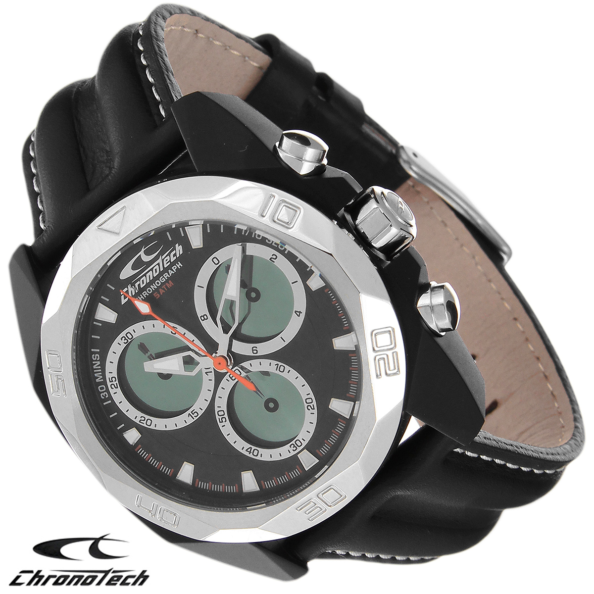 Часы мужские наручные Chronotech, цвет: черный. RW0059BM8434-58AE Часы мужские наручные Chronotech, цвет: черный. RW0059BM8434-58AEЧасы Chronotech - это часы для современных и стильных людей, которые стремятся выделиться из толпы и подчеркнуть свою индивидуальность. Корпус часов выполнен из нержавеющей стали с покрытием поликарбонатом. Циферблат оформлен отметками и защищен минеральным стеклом. Часы имеют три стрелки - часовую, минутную и секундную. Стрелки и отметки светятся в темноте. Часы оснащены функцией хронографа и имеют секундомер. Ремешок часов выполнен из натуральной кожи и застегивается на классическую застежку. Часы упакованы в фирменную коробку с логотипом компании Chronotech. Такой аксессуар добавит вашему образу стиля и подчеркнет безупречный вкус своего владельца.Характеристики: Диаметр циферблата: 3,3 см.Размер корпуса: 4,3 см х 4,8 см х 1,2 см.Длина ремешка (с корпусом): 24,5 см.Ширина ремешка: 2,2 см.