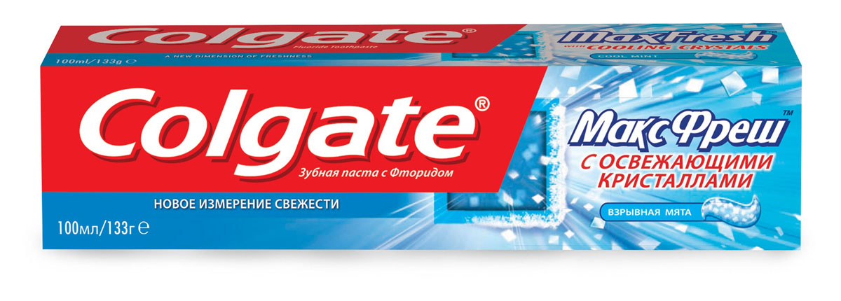 Зубная паста Colgate МаксФреш, с фтором, взрывная мята, туба, 100 мл26102025 Зубная паста Colgate МаксФреш, с фтором, взрывная мята, туба, 100 мл26102025Зубная паста Colgate МаксФреш с освежающими кристаллами резко выделяется среди других зубных паст своей необычной формой и длительным действием. Зубная паста с текстурой прозрачного геля и кристаллами, растворяющимися при чистке зубов освежает и очищает полость рта.Характеристики: Объем: 100 мл. Изготовитель: Китай.Товар сертифицирован.