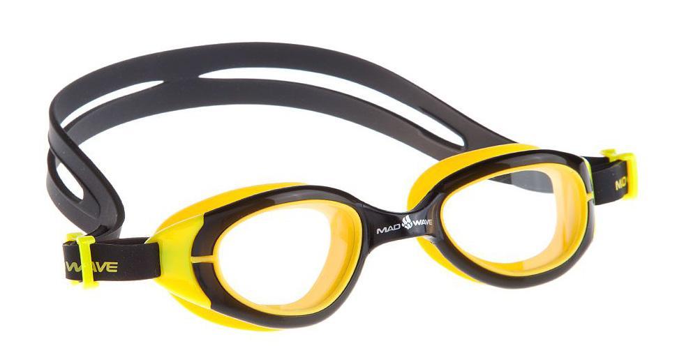 Очки для плавания Mad Wave UV Blocker Junior, цвет: желтый, черныйJ504N-9093 Очки для плавания Mad Wave UV Blocker Junior, цвет: желтый, черныйJ504N-9093Очки с фотохромными линзами для использования, как в закрытых бассейнах, так и в открытых водоемах. В закрытых помещениях линзы абсолютно прозрачны, на солнце из-за фотохроматического эффекта линзы будут затемняться и блокировать излучение ультрафиолета. Антизапотевающие стекла. Линзы из триацетат целлюлозы. Вид переносицы - моноблок. Оправа - термопластичная резина. Силиконовый обтюратор и ремешок. В комплект поставки входит сетчатый футляр на молнии для транспортировки и хранения очков.