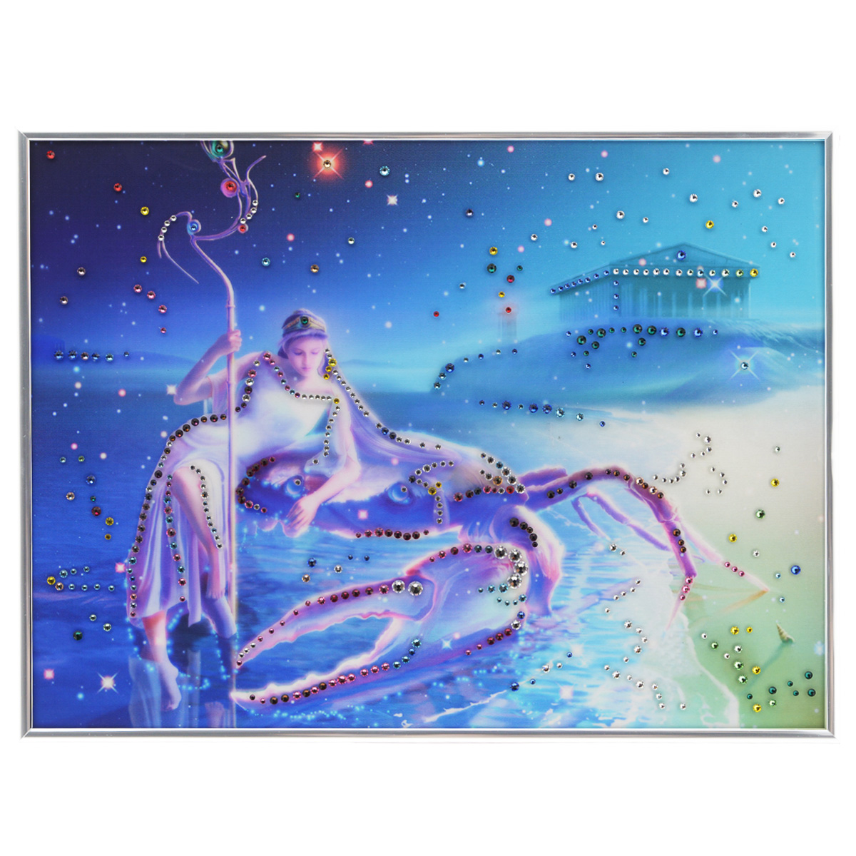 Картина с кристаллами Swarovski Знак зодиака. Рак Кагая, 40 х 30 смPM-3303 Картина с кристаллами Swarovski Знак зодиака. Рак Кагая, 40 х 30 смPM-3303Изящная картина в металлической раме, инкрустирована кристаллами Swarovski, которые отличаются четкой и ровной огранкой, ярким блеском и чистотой цвета. Красочное изображение знака зодиака - рак Кагая, расположенное под стеклом, прекрасно дополняет блеск кристаллов. С обратной стороны имеется металлическая петелька для размещения картины на стене. Картина с кристаллами Swarovski Знак зодиака. Рак Кагая элегантно украсит интерьер дома или офиса, а также станет прекрасным подарком, который обязательно понравится получателю. Блеск кристаллов в интерьере, что может быть сказочнее и удивительнее. Картина упакована в подарочную картонную коробку синего цвета и комплектуется сертификатом соответствия Swarovski.
