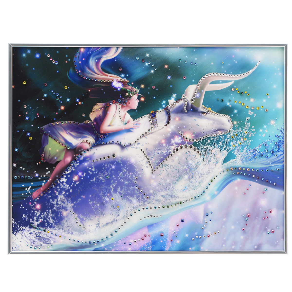 Картина с кристаллами Swarovski Знак зодиака. Телец Кагая, 40 х 30 см12723 Картина с кристаллами Swarovski Знак зодиака. Телец Кагая, 40 х 30 см12723Изящная картина в металлической раме, инкрустирована кристаллами Swarovski, которые отличаются четкой и ровной огранкой, ярким блеском и чистотой цвета. Красочное изображение знака зодиака - телец Кагая, расположенное под стеклом, прекрасно дополняет блеск кристаллов. С обратной стороны имеется металлическая петелька для размещения картины на стене. Картина с кристаллами Swarovski Знак зодиака. Телец Кагая элегантно украсит интерьер дома или офиса, а также станет прекрасным подарком, который обязательно понравится получателю. Блеск кристаллов в интерьере, что может быть сказочнее и удивительнее. Картина упакована в подарочную картонную коробку синего цвета и комплектуется сертификатом соответствия Swarovski.