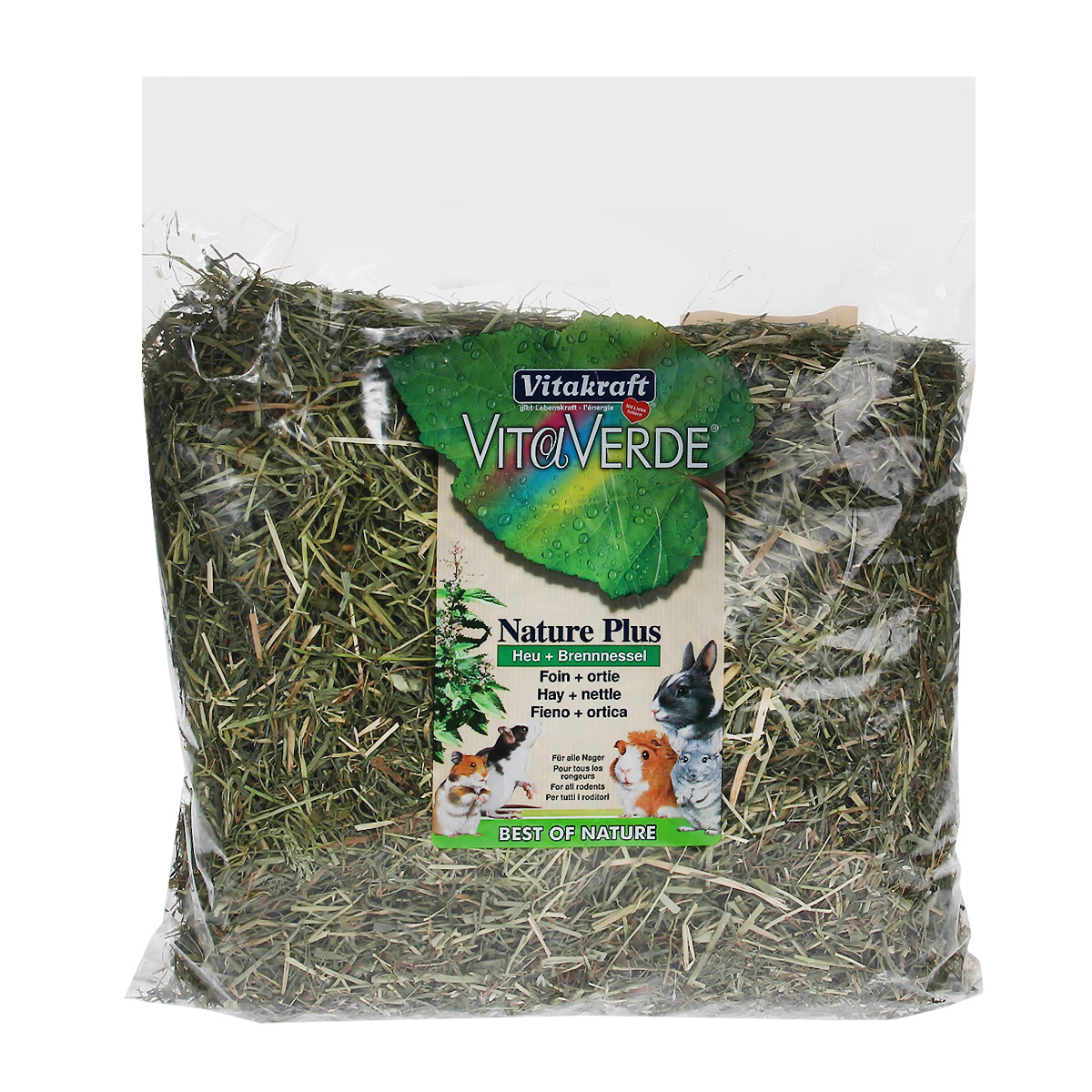 Сено луговое Vitakraft Vita Verde, с крапивой, 500 г0120710 Сено луговое Vitakraft Vita Verde, с крапивой, 500 г0120710Сено луговое Vitakraft Vita Verde с крапивой из тщательно отобранных луговых трав. В листьях крапивы содержится большое количество каротина, что помогает укрепить иммунную систему организма и стимулирует правильный обмен веществ. Сено может быть использовано в качестве наполнителя в клетку и в качестве корма. Ежедневно давайте грызунам свежую порцию сена. Товар сертифицирован.