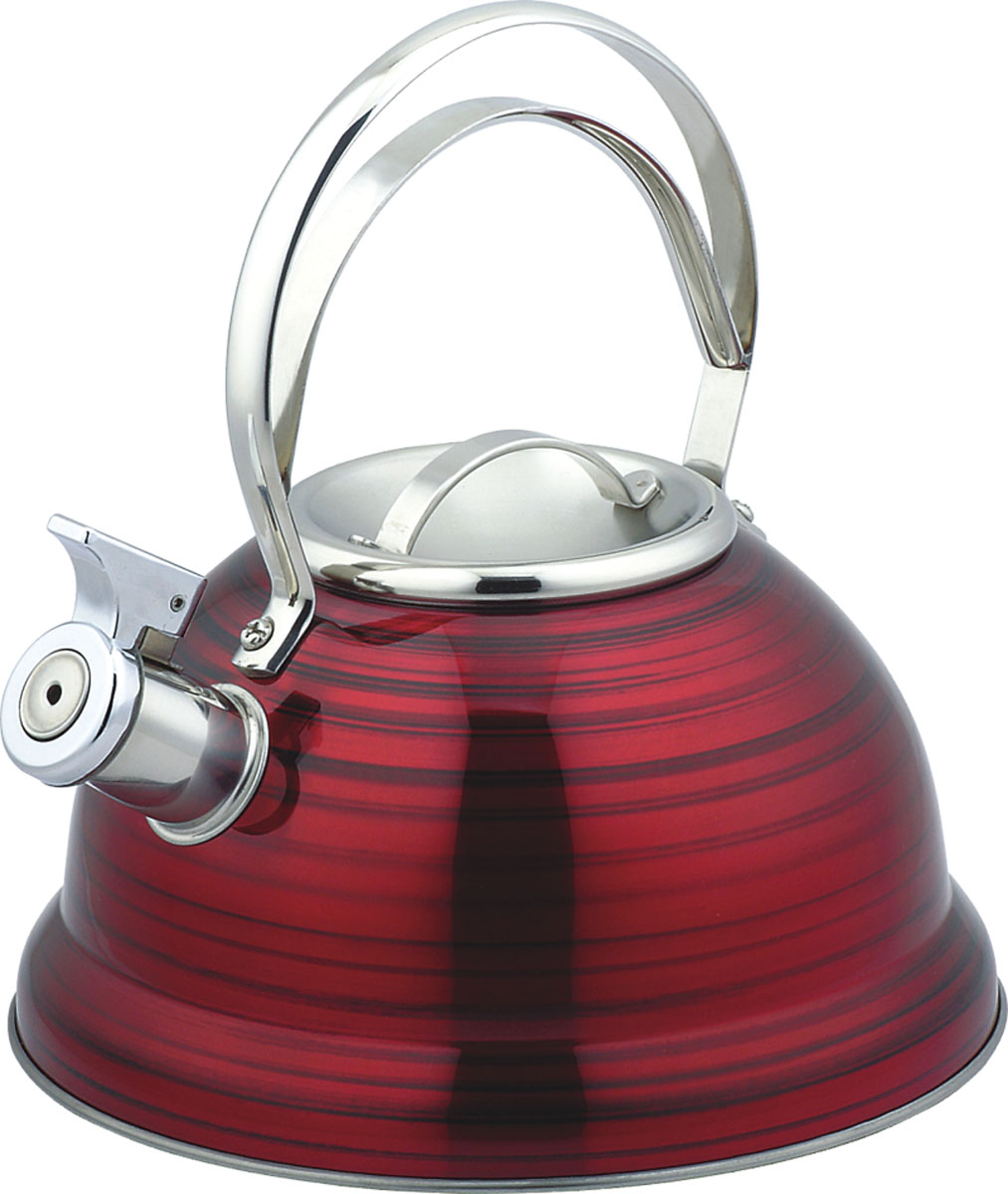 Чайник Bekker De Luxe, со свистком, 2,5 л. BK-S42854 009312 Чайник Bekker De Luxe, со свистком, 2,5 л. BK-S42854 009312Чайник Bekker De Luxe изготовлен из высококачественной нержавеющей стали с цветным матовым покрытием в полоску. Капсулированное дно распределяет тепло по всей поверхности, что позволяет чайнику быстро закипать. Крышка и эргономичная фиксированная ручка выполнены из нержавеющей стали. Носик оснащен откидным свистком, который подскажет, когда закипела вода. Подходит для всех типов плит, кроме индукционных. Можно мыть в посудомоечной машине. Диаметр (по верхнему краю): 10 см. Диаметр основания: 22 см. Толщина стенки: 0,4 мм.Высота чайника (без учета ручки и крышки): 11,5 см. Высота чайника (с учетом ручки и крышки): 23,5 см.