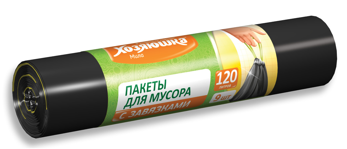 Мешки для мусора Хозяюшка Мила, с завязками, цвет: черный, 120 л, 9 штBH-UN0502( R) Мешки для мусора Хозяюшка Мила, с завязками, цвет: черный, 120 л, 9 штBH-UN0502( R)Мешки для мусора Хозяюшка Мила применяются для выноса строительного мусора. Благодаря прочным завязкам они очень удобны в использовании. Имеют повышенную прочность. Мешки быстро и просто отрываются по линии перфорации.Количество мешков: 9 шт.