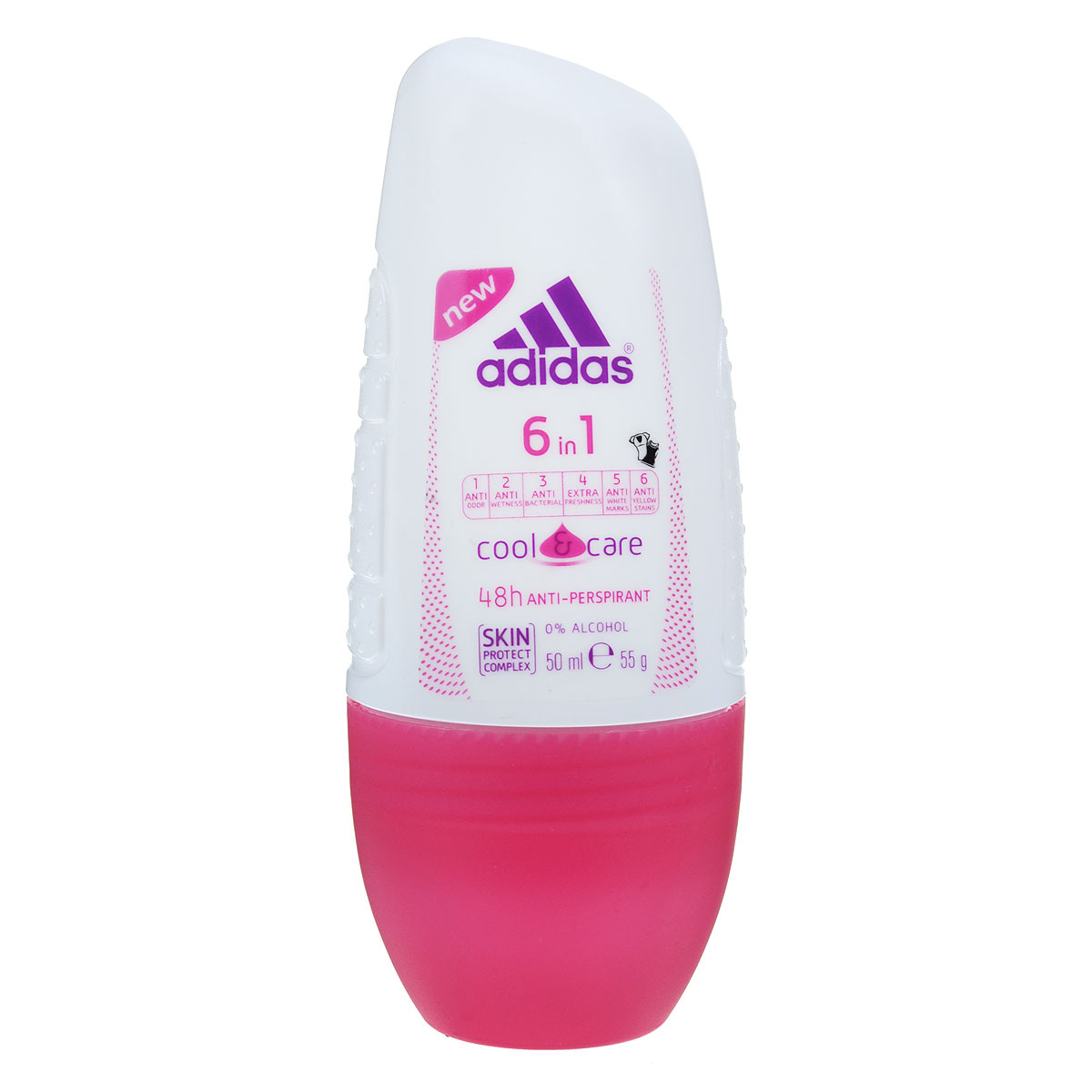 Adidas Дезодорант-антиперспирант роликовый 6в1 Cool&Care, женский, 50 млAC-1121RD Adidas Дезодорант-антиперспирант роликовый 6в1 Cool&Care, женский, 50 млAC-1121RDИдеальная комбинация свойств антиперспиранта и ухаживающих компонентов обеспечивает надежную защиту, благодаря 6 активным действиям: 1. Против запаха; 2. Против пота; 3. Антибактериальный; 4. Экстра-свежесть; 5. Против белых следов; 6. Против желтых пятен. Его уникальная формула разработана при участии спортсменов. Сохраняет ощущение свежести на весь день. Заботится о вашей коже. Не содержит спирт. Не нарушает pH баланс. Прошел дерматологическое тестирование. Товар сертифицирован.