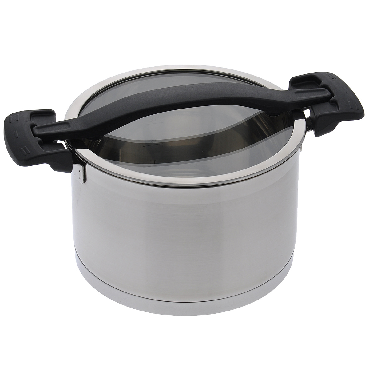 Кастрюля Tescoma Ultima с крышкой, 5,5 л54 009312 Кастрюля Tescoma Ultima с крышкой, 5,5 л54 009312Кастрюля Tescoma Ultima, изготовленная из высококачественной нержавеющей стали 18/10, снабжена толстым многослойным дном, что значительно снижает вероятность пригорания пищи. Внешняя поверхность кастрюли оформлена сочетанием зеркальной и матовой полировки. Изделие оснащено удобными ручками из прочного и легкого нейлона. Внутри кастрюля снабжена мерной шкалой. Крышка кастрюли изготовлена из жаропрочного стекла и оснащена ободком из нержавеющей стали и удобной нейлоновой ручкой. Уникальная крышка снабжена тремя рабочими функциями: без отверстия для пара - быстрое кипячение и разогрев еды, экономия энергии;небольшое отверстие для пара - для комфортного приготовления пищи; большое отверстие для пара - для приготовления жидких блюд, картофеля,макарон, супов.Кастрюля Tescoma Ultima - это идеальный подарок для современных хозяек, которые следят за своим здоровьем и здоровьем своей семьи. Эргономичный дизайн и функциональность позволят вам наслаждаться процессом приготовления любимых и полезных для здоровья блюд. Можно мыть в посудомоечной машине. Пригодна для всех типов плит, включая индукционные.