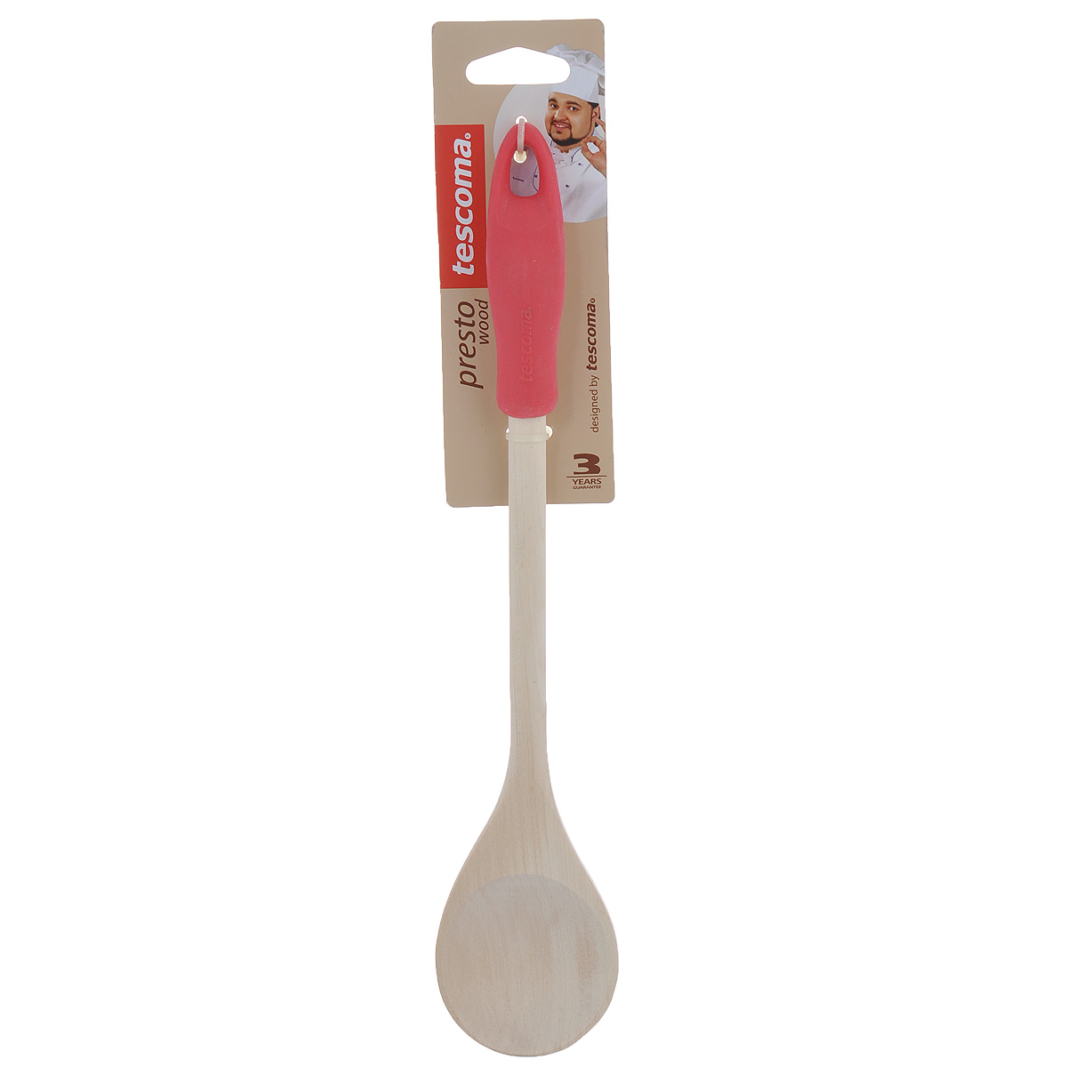 Ложка Tescoma Presto Wood, круглая, цвет: красный, длина 30 см54 009312 Ложка Tescoma Presto Wood, круглая, цвет: красный, длина 30 см54 009312Лопатка Tescoma Presto Wood изготовлена из экологически чистого материала - качественной березовой древесины, обладающей уникальной текстурой. Элегантная силиконовая ручка дает возможность удобно и комфортно пользоваться лопаткой. Такая кухонная принадлежность подходит для всех видов посуды, особенно для посуды с антипригарным покрытием. Лопатка Tescoma Presto Wood станет вашим незаменимым помощником на кухне, а также это практичный и необходимый подарок любой хозяйке!Нельзя мыть в посудомоечной машине.Размер рабочей поверхности: 6 х 6 см. Общая длина лопатки: 30 см.