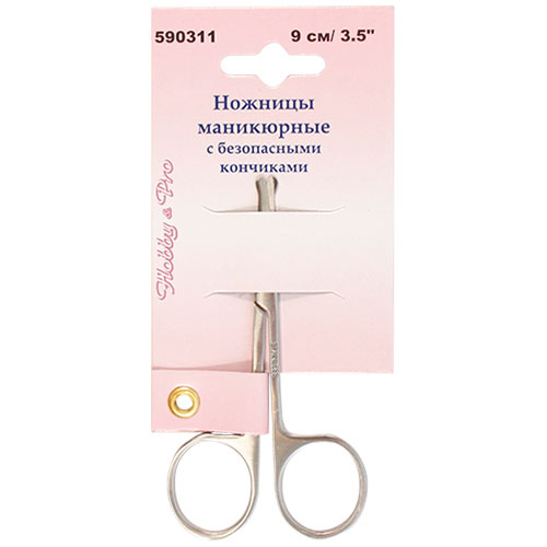 Ножницы маникюрные Hobby & Pro, с безопасными кончиками, длина 9 смFS-54374 Ножницы маникюрные Hobby & Pro, с безопасными кончиками, длина 9 смFS-54374Ножницы Hobby & Pro изготовлены из высококачественной нержавеющей стали и пластмассы и предназначены для маникюра. Благодаря закругленным кончикам, идеально подходят для обрезания ногтей детям. Также подходят для подрезания отдельных волосков, бровей.Компактные ножницы удобны в использовании.Длина ножниц: 9 см. Длина лезвия: 3 см. Ширина лезвия: 0,5 см.