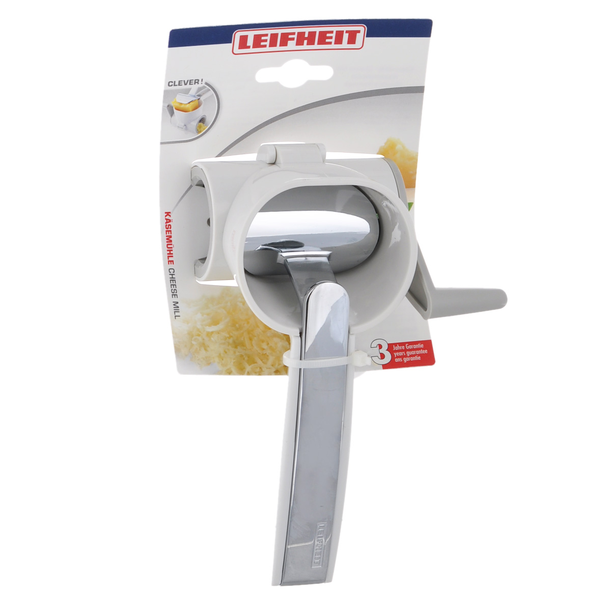 Терка для сыра Leifheit ComfortlineTK 0073 Терка для сыра Leifheit ComfortlineTK 0073Терка для сыра Leifheit Comfortline изготовлена из высокопрочного пластика белого цвета, лезвия выполнены из нержавеющей стали. Терку очень легко использовать. Надежная металлическая ручка плотно фиксирует кусок сыра. Вращая специальную ручку сбоку терки, сыр легко натирается. Теперь с помощью такой терки сыр можно натереть без лишних усилий. Терка для сыра Leifheit Comfortline станет прекрасным дополнением к коллекции ваших кухонных аксессуаров. Можно мыть в посудомоечной машине.