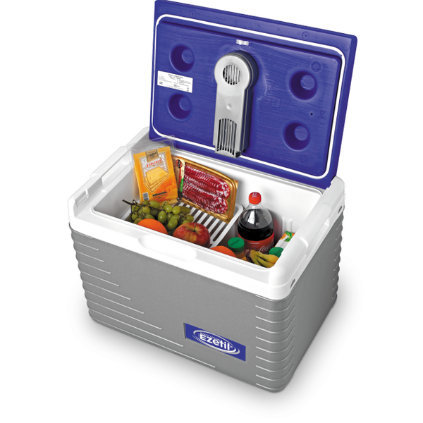 Автохолодильник Ezetil Electric Cooler E 45 12V, цвет: синий, 42 л98291124 Автохолодильник Ezetil Electric Cooler E 45 12V, цвет: синий, 42 л98291124Автохолодильник Ezetil Electric Cooler E 45 12V работает от прикуривателя автомобиля (12 Вольт). Этот стильный и удобный автохолодильник отлично подходит для людей, любящих путешествия или являющихся заядлыми охотниками либо рыбаками. Благодаря компактным размерам, вы сможете вместить холодильник в салон или багажник любого автомобиля. Эффективная система охлаждения, оснащенная специальным вентилятором, обеспечит непрерывную циркуляцию холодного воздуха. Для повышения эффективности автохолодильника, а так же когда он не подключен к прикуривателю (например, на даче, на пикнике) внутрь автохолодильника можно поместить аккумуляторы холода (приобретаются отдельно). За счет их использования продлевается срок хранения продуктов. Особенности автохолодильника Ezetil Electric Cooler E 45 12V:- Наличие фиксатора закрытого положения на крышке исключает выпадение содержимого камеры.- Дополнительный внутренний вентилятор.- Отсек для хранения шнура питания и штекера прикуривателя (12В) находится в крышке. - Работает под любым углом наклона.- Система охлаждения не содержит фреонов и охлаждающих жидкостей.Автохолодильник Ezetil Electric Cooler E 45 12V всегда сохранит ваши продукты, на даче, в походе, в долгом путешествии. Объем холодильника: 42 л.Питание: от сети 12 вольт. Размер автохолодильника внутренний (ШхВхД): 33 см х 40 см х 49 см. Размер автохолодильника внешний (ШхВхД): 40 см х 46 см х 59 см.