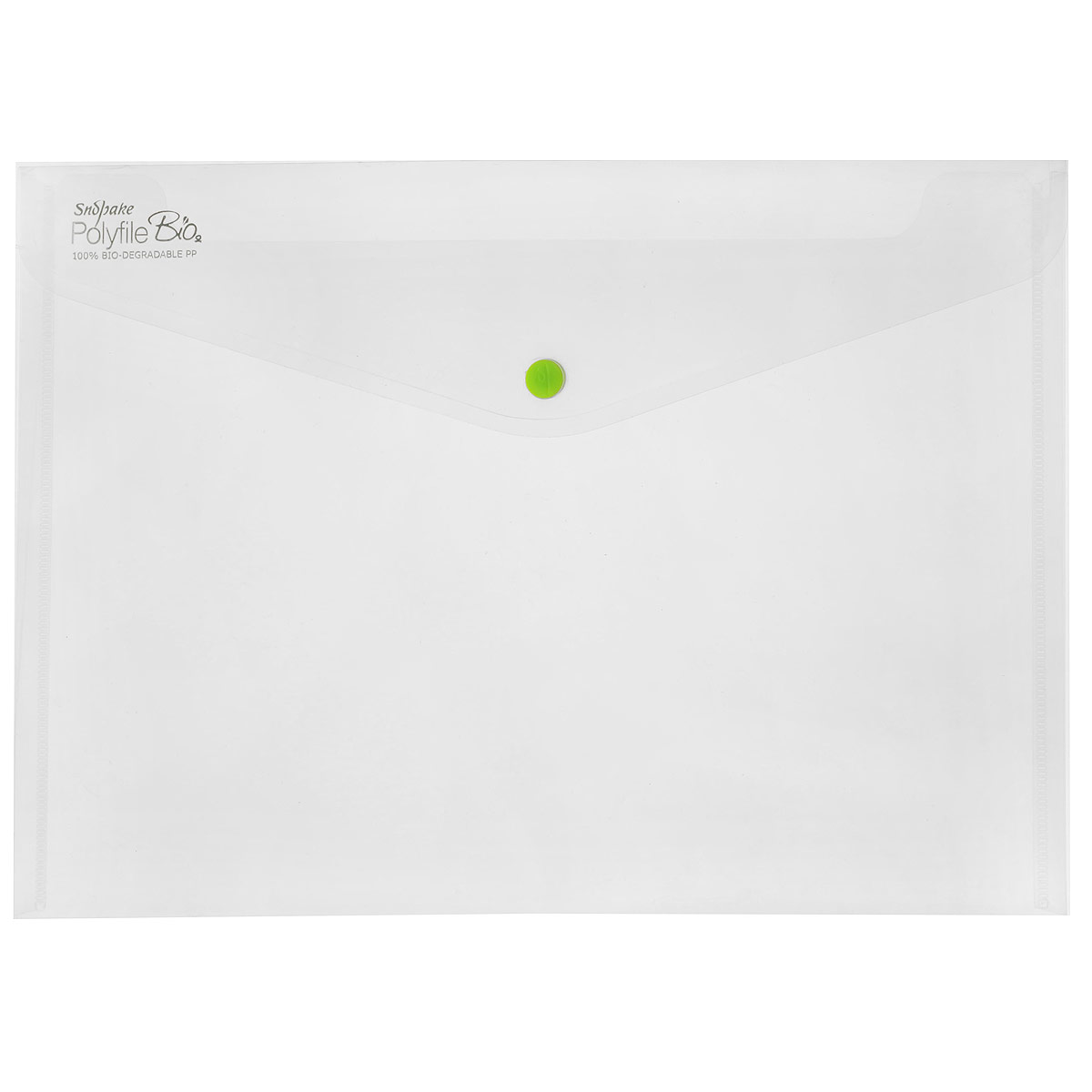 Папка-конверт на кнопке Snopake "Bio", из биопластика, цвет: прозрачный. Формат А4