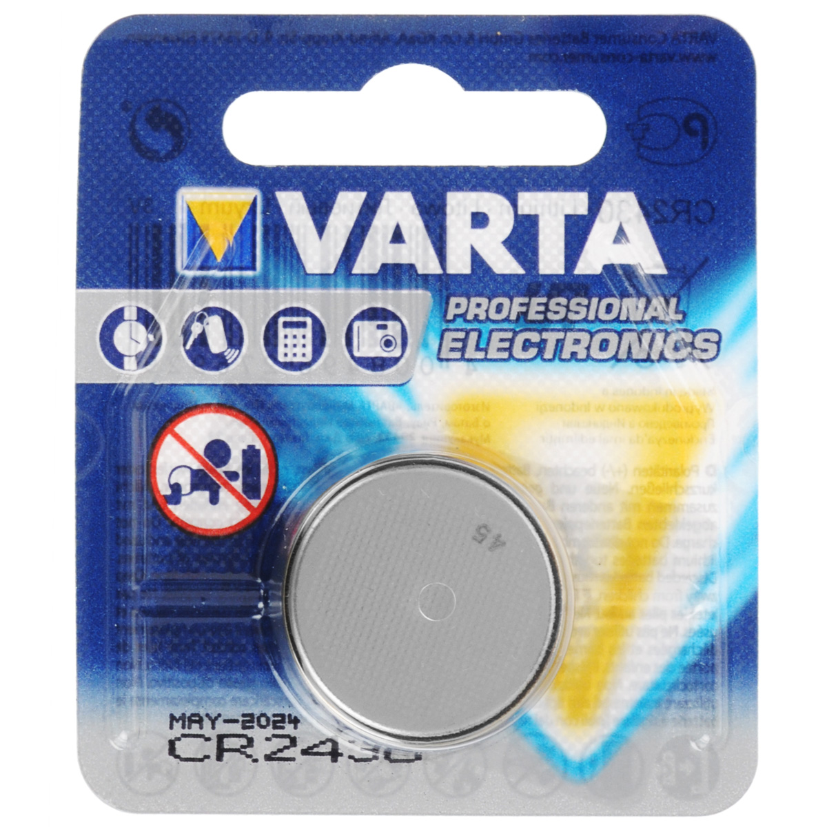 Батарейка Varta Professional Electronics, тип CR2430, 3В, 1 шт38436 Батарейка Varta Professional Electronics, тип CR2430, 3В, 1 шт38436Батарейка Varta Professional Electronics обеспечивает высокую энергию для автомобильных ключей, калькуляторов, фотоаппаратов и других электронных приборов.