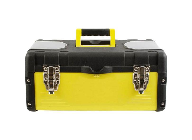 Ящик для инструмента FIT, стальные стенки, 45 х 24 х 20 см2706 (ПО) Ящик для инструмента FIT, стальные стенки, 45 х 24 х 20 см2706 (ПО)Ящик FIT 65592 предназначен для хранения и удобной транспортировки инструментов. Передняя, задняя стенки и днище изготовлены из цельного стального листа, а боковые стенки и крышка - из ударопрочного пластика. Такая конструкция обеспечивает долгий срок его эксплуатации. Подвижный лоток и два встроенных органайзера на крышке позволяют разместить необходимые инструменты и аксессуары. Крепкие металлические замки с хромированным покрытием не только надежно защищают ящик от непреднамеренного открывания, но и придают ему эстетическую привлекательность. Инструментальный ящик применяется как в профессиональной сфере, так и в быту: он очень вместительный, помогает упорядочить нужные в работе предметы и всегда держать их под рукой.