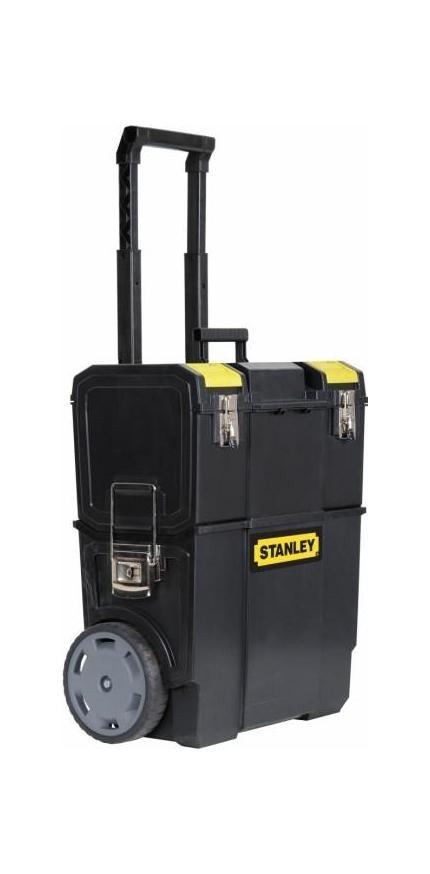 Ящик с колесами Mobile Work Center 2 в 180625 Ящик с колесами Mobile Work Center 2 в 180625Ящик для инструментов Stanley 1-70-327 оптимизируют хранение, позволяя расположить все необходимые для проведения работ инструменты, так как вам удобно. Благодаря ящику каждый инструмент будет находится на своем месте. Конструкция ящика представляет собой универсальное решение для хранения инструментов различной формы, а также мелких деталей. Stanley 1-70-327 содержит съемный верхний ящик с отделением для хранения мелких деталей в крышке, съемную среднюю секцию для мелких деталей и аксессуаров. Также в ящике есть большое нижнее отделение, отделение большого объема для электроинструментов, а также секции для ручного инструмента, мелких деталей и аксессуаров. С помощью съемного лотка для наиболее часто используемого инструмента вы сможете перемещать только небольшую часть необходимых на данный момент инструментов. Легкость перемещения всего ящика в целом обеспечивается колесами диаметром 7 дюймов (178 мм), и удобной ручкой. Материал: пластик
