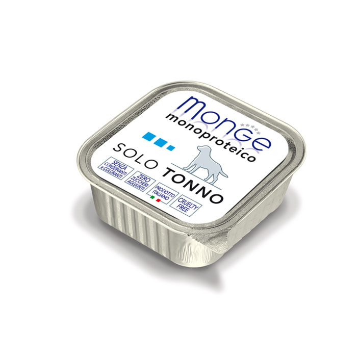 Консервы для собак Monge Monoproteico Solo, паштет из тунца, 150 г0120710 Консервы для собак Monge Monoproteico Solo, паштет из тунца, 150 г0120710Консервы для собак Monge Monoproteico Solo - монобелковый паштет с тунцом для собак. Состав: свежий тунец (соответствует 100% использованного мяса), минеральные вещества, витамины. В данном продукте нет клейковины, красителей, консервантов, а также глютена. Технологические добавки: загустители и желирующие вещества. Анализ компонентов: сырой белок 11,5%, сырые масла и жиры 2%, сырая клетчатка 0,5%, сырая зола 1,7%, влажность 80%. Витамины и добавки на 1 кг: витамин А 2500 МЕ, витамин D3 300 МЕ, витамин Е 7 мг. Товар сертифицирован.