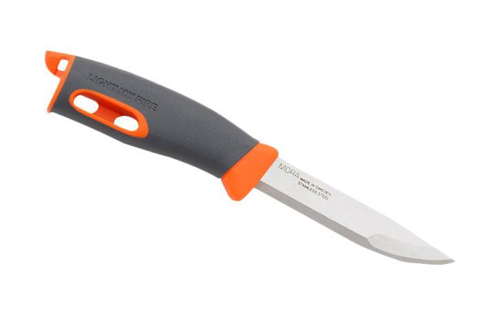 Нож для выживания Swedish FireKnife с огнивом, цвет: оранжевый1-0731 Нож для выживания Swedish FireKnife с огнивом, цвет: оранжевый1-0731В результате, получился нож отличного качества (как и все ножи шведской марки Mora) с неплохим дополнением в качестве огнива. Огниво убирается в ручку ножа на защелку, что предотвращает его потерю. При использовании ножа по назначению, огниво никаким образом не мешает выполнять Вам работу ножом. Характеристики:Материал: сталь, пластик, текстиль. Размер ножа: 22 см x 4,6 см x 3 см . Размер огнива (без учета петли): 6,5 см x 2 см x 3 см. Размер чехла: 21 см x 3,5 см x 3 см. Размер упаковки: 24 см x 10,5 см x 3 см. Производитель: Швеция. Артикул:12113610.