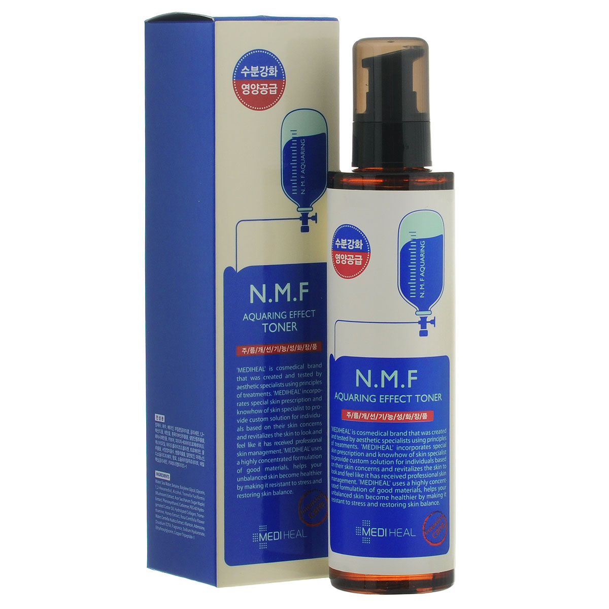 Beauty Clinic Лосьон-тоник для лица Aquaring Effect, с N.M.F., увлажняющий, 145 млFS-00897 Beauty Clinic Лосьон-тоник для лица Aquaring Effect, с N.M.F., увлажняющий, 145 млFS-00897Лосьон-тоник содержит N.M.F. и другие активные увлажняющие и подтягивающие компоненты, такие как глубинная морская вода, гиалуроновая кислота, экстракты древесного гриба, сахарного клена, меда, центеллы азиатской. Интенсивно увлажняет, подтягивает и питает кожу, придает ей свежий вид. Способствует разглаживанию морщин.NMF (натуральный увлажняющий фактор) - это сложный комплекс молекул в роговом слое кожи, который способен притягивать и удерживать влагу, обеспечивать упругость и плотность рогового слоя кожи. В состав NMF входят низкомолекулярные пептиды, карбамид, пирролидонкарбоновая кислота, аминокислоты и т. д. При недостаточности увлажняющего фактора происходит обезвоживание эпидермиса. Глубинная морская вода содержит большое количество питательных веществ и 70 видов минералов, которые активно увлажняют кожу, придают ей здоровый вид, делают цвет кожи более естественным, выравнивают тон кожи. Экстракт клена сахарного ускоряет процесс обновления клеток, устраняет омертвевшие клетки эпидермиса и делает кожу более гладкой и свежей. Товар сертифицирован.