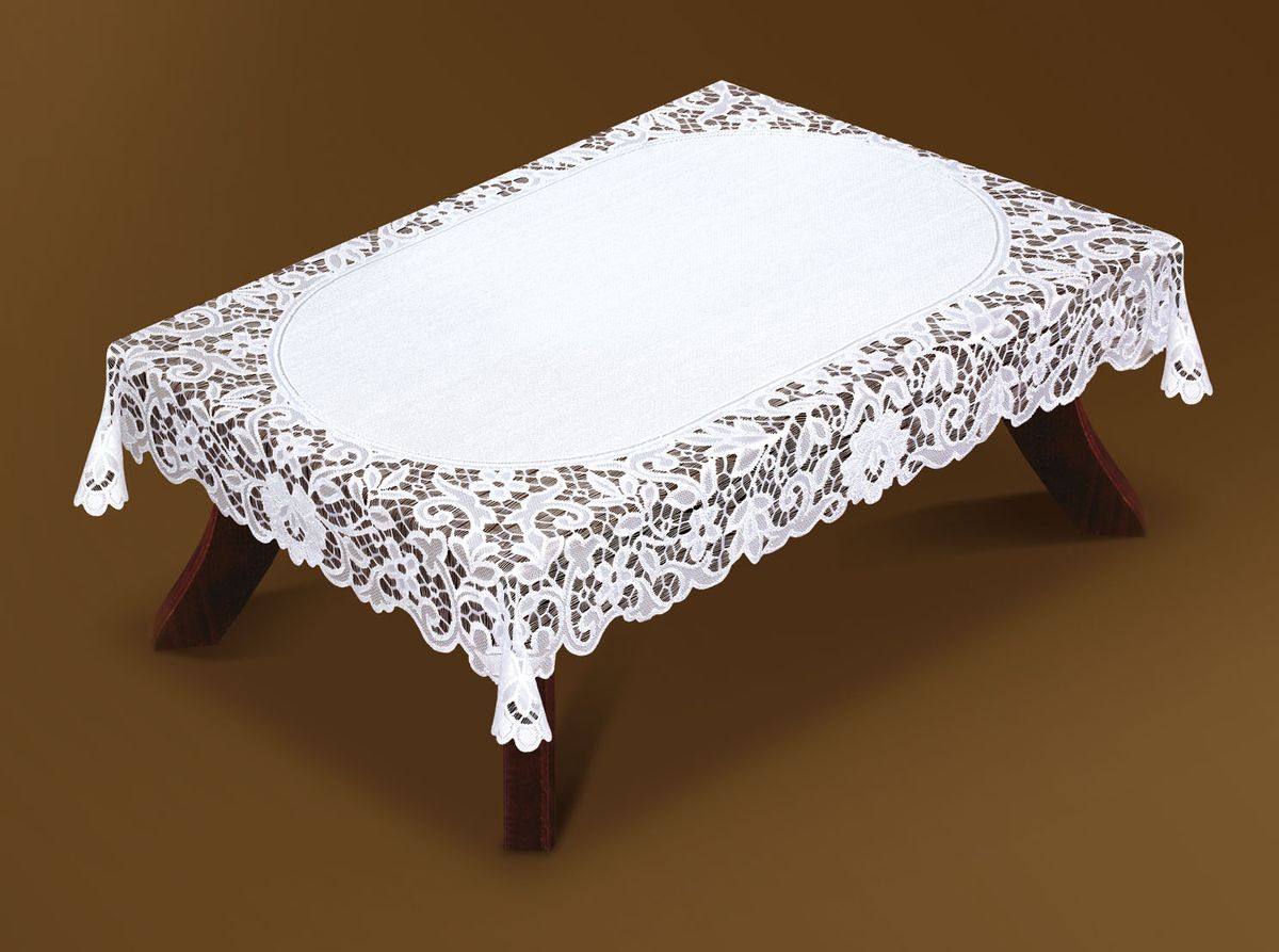Скатерть Haft Gold Line, прямоугольная, цвет: белый, 130x 180 см. 206680-13008784-408 Скатерть Haft Gold Line, прямоугольная, цвет: белый, 130x 180 см. 206680-13008784-408Великолепная прямоугольная скатерть Haft Gold Line, выполненная из полиэстера, органично впишется в интерьер любого помещения, а оригинальный дизайн удовлетворит даже самый изысканный вкус. Скатерть изготовлена из сетчатого материала с ажурным цветочным рисунком по краям. Края скатерти ажурные.Скатерть Haft Gold Line создаст праздничное настроение и станет прекрасным дополнением интерьера гостиной, кухни или столовой.