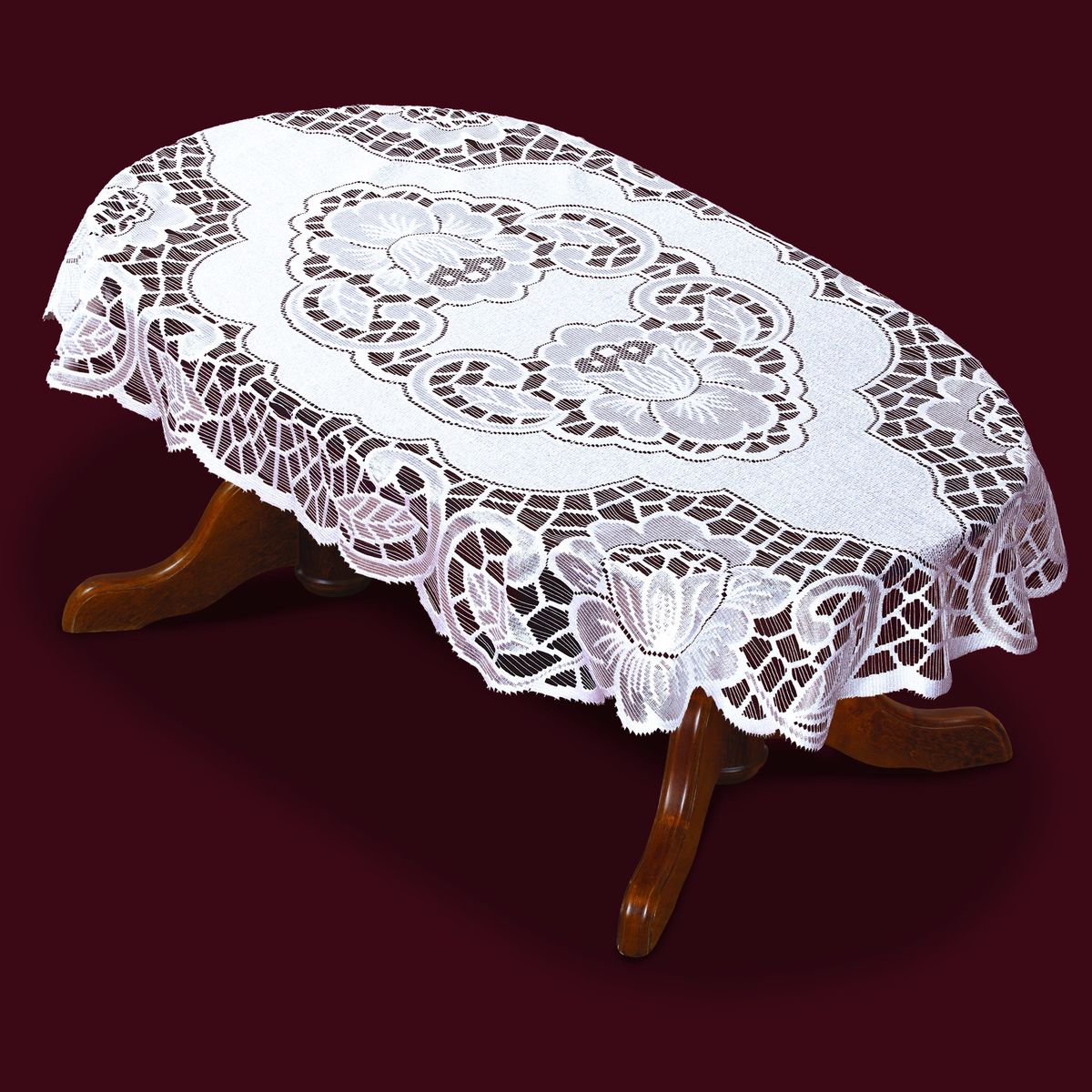 Скатерть Haft, овальная, цвет: белый, 250x 140 см. 38851-140638488 Скатерть Haft, овальная, цвет: белый, 250x 140 см. 38851-140638488Великолепная овальная скатерть Haft, выполненная из полиэстера, органично впишется в интерьер любого помещения, а оригинальный дизайн удовлетворит даже самый изысканный вкус. Скатерть изготовлена из сетчатого материала с ажурным цветочным рисунком. Края скатерти закруглены. Скатерть Haft создаст праздничное настроение и станет прекрасным дополнением интерьера гостиной, кухни или столовой.
