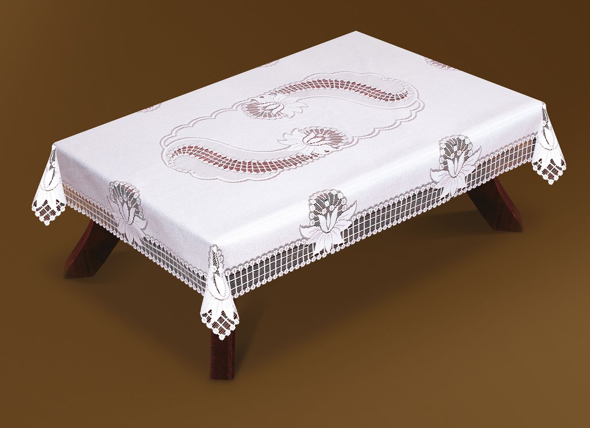 Скатерть Haft, прямоугольная, цвет: белый, 150x 300 см. 46080-150206843-120 шоколад Скатерть Haft, прямоугольная, цвет: белый, 150x 300 см. 46080-150206843-120 шоколадВеликолепная прямоугольная скатерть Haft, выполненная из полиэстера, органично впишется в интерьер любого помещения, а оригинальный дизайн удовлетворит даже самый изысканный вкус. Скатерть изготовлена из сетчатого материала с ажурным рисунком. Скатерть Haft создаст праздничное настроение и станет прекрасным дополнением интерьера гостиной, кухни или столовой.