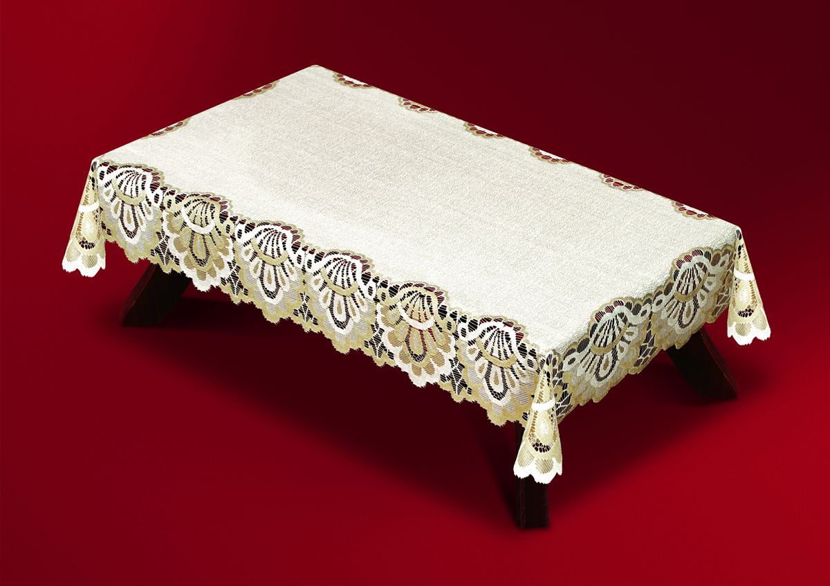 Скатерть Haft, прямоугольная, цвет: кремовый, золотистый, 140x 250 см. 46190-14065095 Скатерть Haft, прямоугольная, цвет: кремовый, золотистый, 140x 250 см. 46190-14065095Великолепная прямоугольная скатерть Haft, выполненная из полиэстера, органично впишется в интерьер любого помещения, а оригинальный дизайн удовлетворит даже самый изысканный вкус. Скатерть изготовлена из сетчатого материала с ажурным рисунком по краям. Края скатерти ажурные.Скатерть Haft создаст праздничное настроение и станет прекрасным дополнением интерьера гостиной, кухни или столовой.
