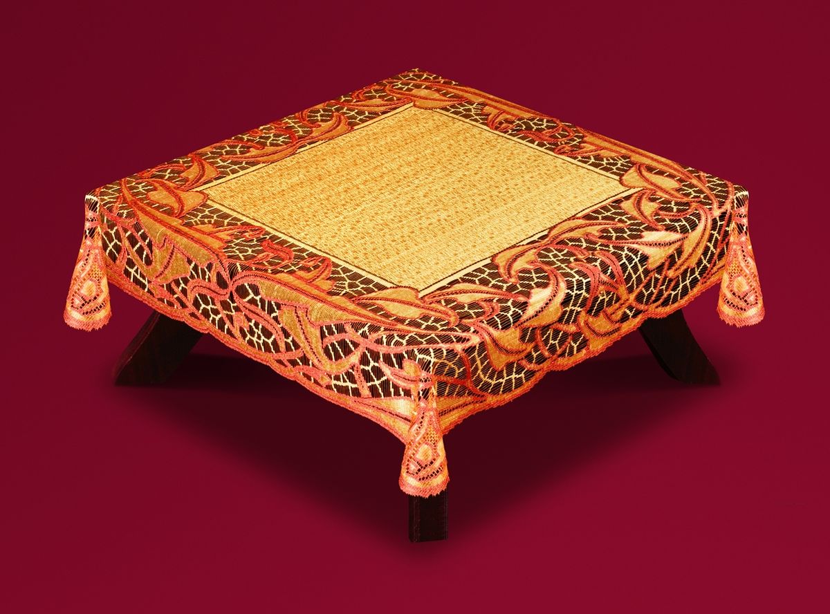 Скатерть Haft Skarb Babuni, квадратная, цвет: оранжево-терракотовый, 120x 120 см. 50912-120VT-1520(SR) Скатерть Haft Skarb Babuni, квадратная, цвет: оранжево-терракотовый, 120x 120 см. 50912-120VT-1520(SR)Великолепная квадратная скатерть Haft Skarb Babuni, выполненная из полиэстера, органично впишется в интерьер любого помещения, а оригинальный дизайн удовлетворит даже самый изысканный вкус. Скатерть выполнена из сетчатого материала с ажурным рисунком. Скатерть Haft Skarb Babuni создаст праздничное настроение и станет прекрасным дополнением интерьера гостиной, кухни или столовой.