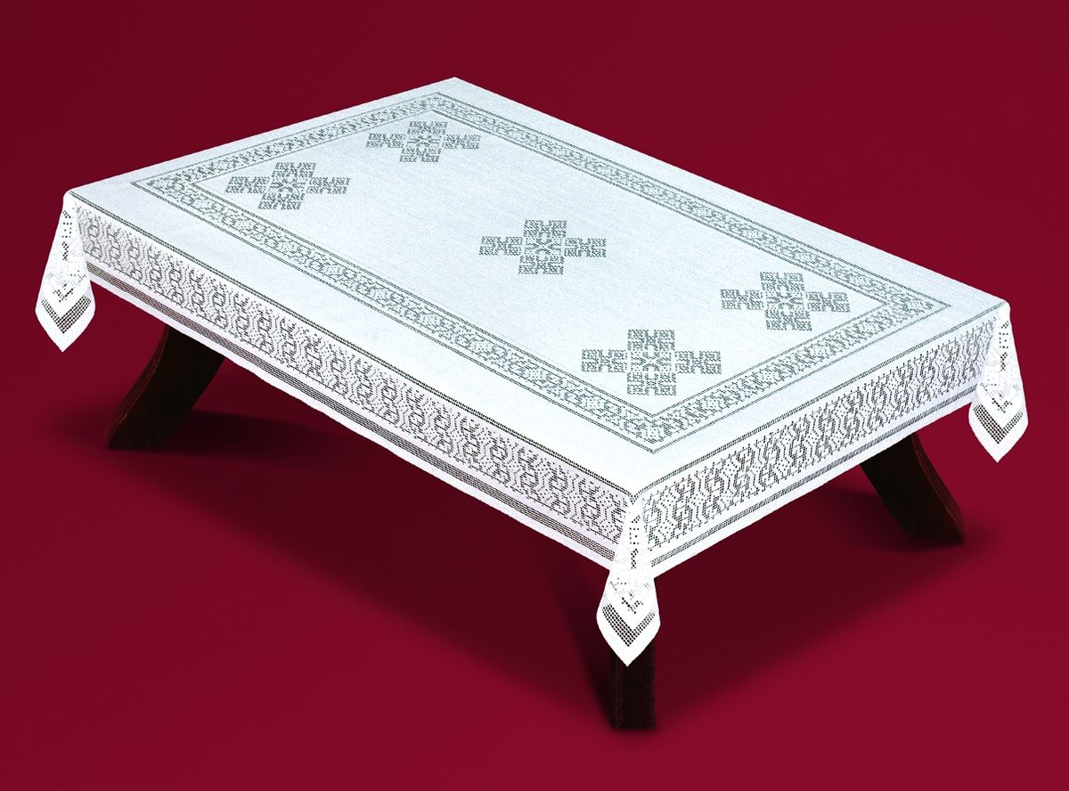 Скатерть Haft, прямоугольная, цвет: белый, 120x 160 см. 59350-12059350-120 Скатерть Haft, прямоугольная, цвет: белый, 120x 160 см. 59350-12059350-120Великолепная квадратная скатерть Haft, выполненная из полиэстера, органично впишется в интерьер любого помещения, а оригинальный дизайн удовлетворит даже самый изысканный вкус. Скатерть изготовлена из сетчатого материала с ажурным орнаментом. Скатерть Haft создаст праздничное настроение и станет прекрасным дополнением интерьера гостиной, кухни или столовой.