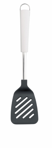 Лопатка Brabantia, нейлоновая93-TO-GS-06 Лопатка Brabantia, нейлоновая93-TO-GS-06Лопатка Brabantia выполнена из нейлона, металла и пластика белого цвета. Удобная лопатка займет достойное место среди аксессуаров на вашей кухне. Оригинальный дизайн и качество исполнения не оставят равнодушными ни тех, кто любит готовить, ни опытных профессионалов-поваров.Очень удобная ручка не позволит выскользнуть лопатке из вашей руки, а благодаря небольшому отверстию на ручке можно подвесить изделие на кухне. Можно мыть в посудомоечной машине. Характеристики:Материал: нейлон, металл, пластик. Длина: 33 см. Ширина: 8 см. Изготовитель:Китай. Артикул:400469. Гарантия производителя: 5 лет.