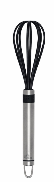 Венчик Brabantia, малый. 363801003520 Венчик Brabantia, малый. 363801003520Венчик Brabantia, изготовленный из термостойкого пластика, поможет вам с легкостью смешать и взбить заправку, крем или тесто. Ручка изделия выполнена из качественной стали и оснащена небольшой петелькой, за которую венчик можно подвесить в любом удобном для вас месте. Практичный и удобный венчик Brabantia займет достойное место среди аксессуаров на вашей кухне. Характеристики:Материал: пластик, сталь. Длина венчика: 24 см. Ширина рабочей части: 5,5 см. Артикул: 363801. Гарантия производителя: 5 лет.
