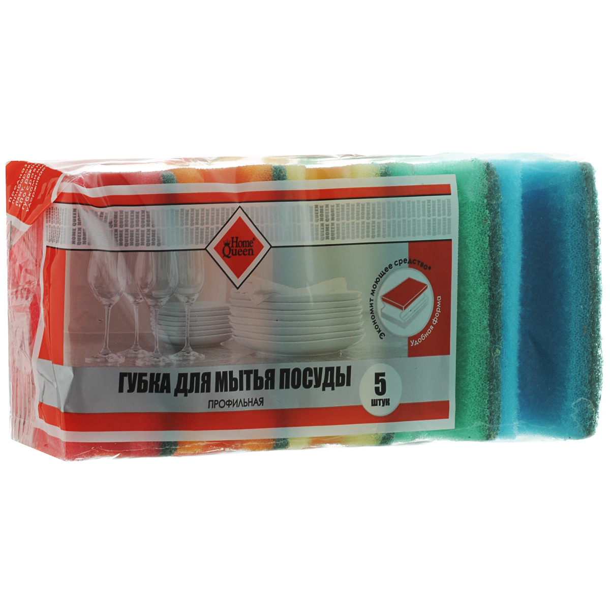 Губка для мытья посуды Home Queen, профильная, 5 шт531-105 Губка для мытья посуды Home Queen, профильная, 5 шт531-105Губка для мытья посуды Home Queen выполнена из особо прочного поролона и фибры с абразивом. Предназначена для мытья посуды, столовых приборов, кухонной утвари, а также подходит для чистки поверхности плит, раковин, ванн и кафеля. Удобна в применении, благодаря углублению (профилю), который позволяет дольше удерживать моющее средство внутри. Размер губки: 8,5 см х 6,5 см х 4 см. Комплектация: 5 шт.